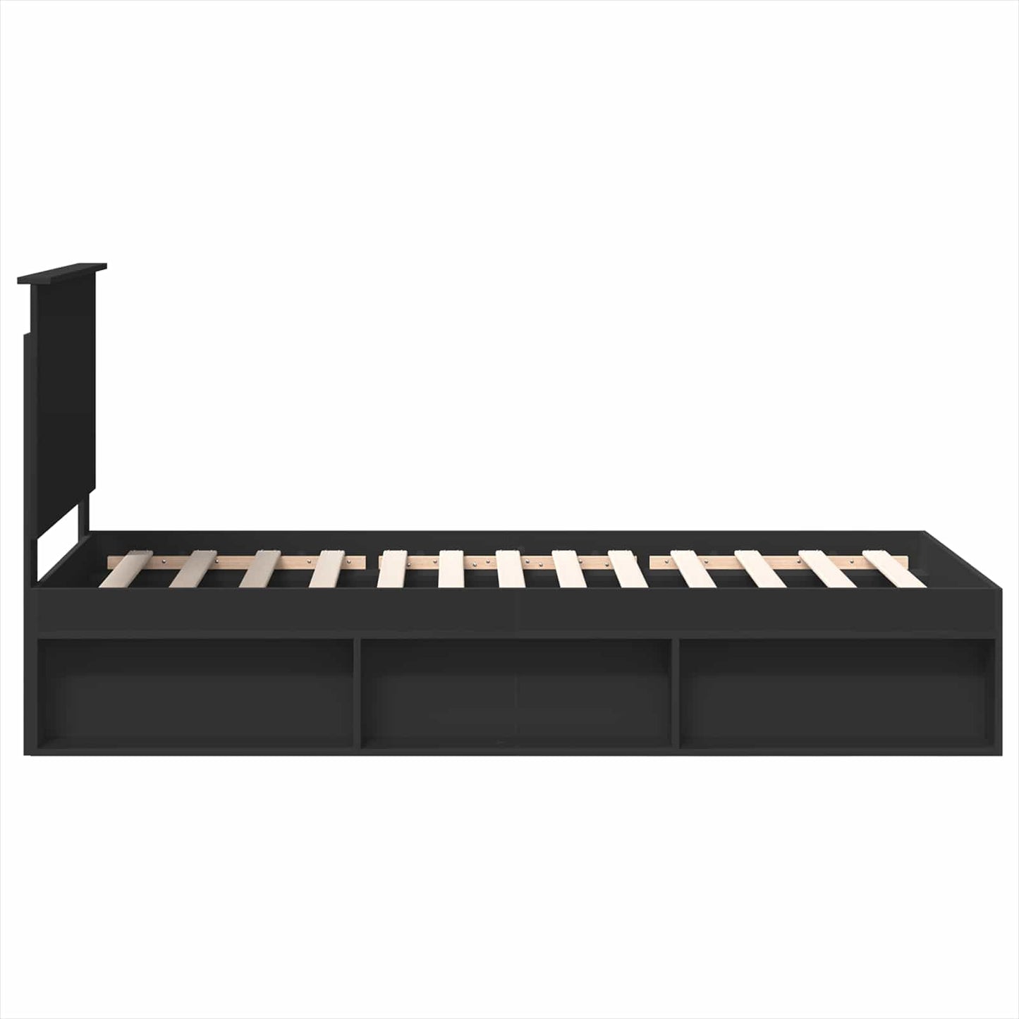 Bed Frame with Headboard Black 90 x 200 cm Solid Pine Wood