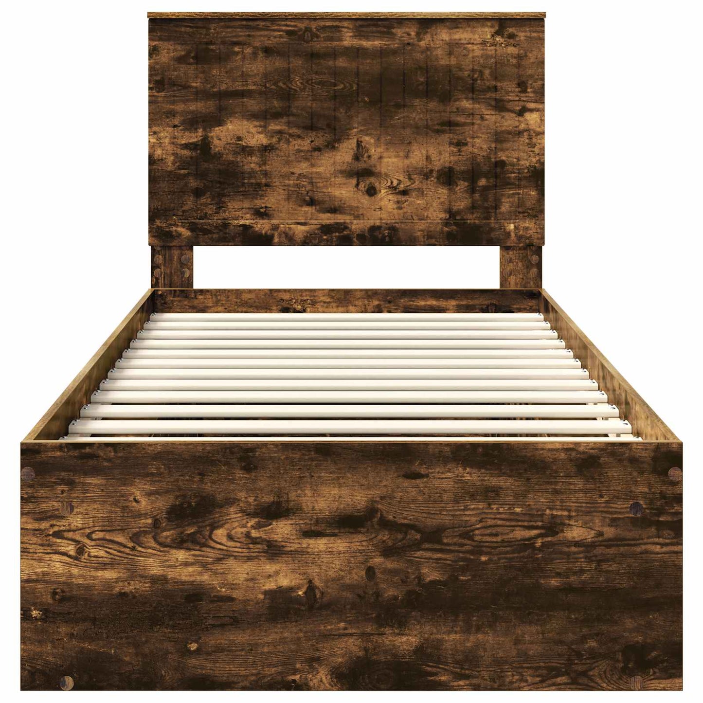 Bed Frame with Headboard Smoked Oak 90 x 200 cm Solid Pine Wood