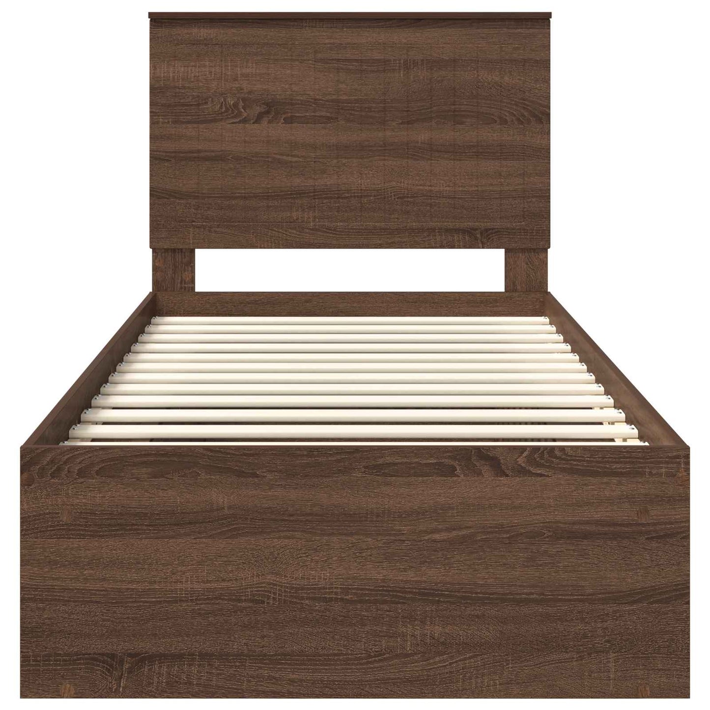 Bed Frame with Headboard Brown Oak 90 x 200 cm Solid Pine Wood