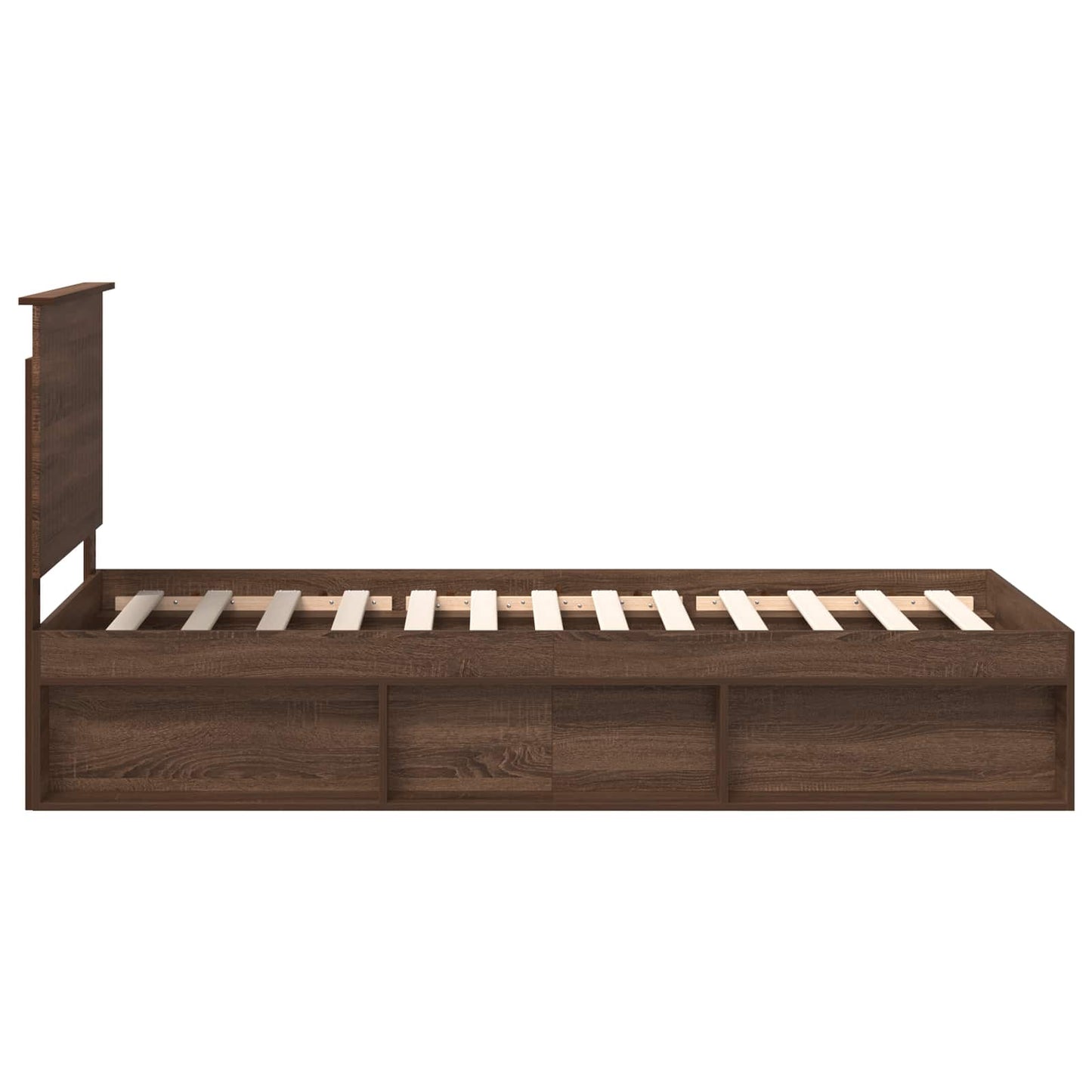 Bed Frame with Headboard Brown Oak 90 x 200 cm Solid Pine Wood