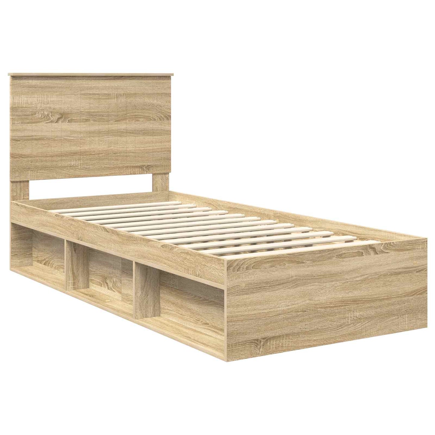 Bed Frame with Headboard Sonoma 90 x 190 cm Solid Pine Wood