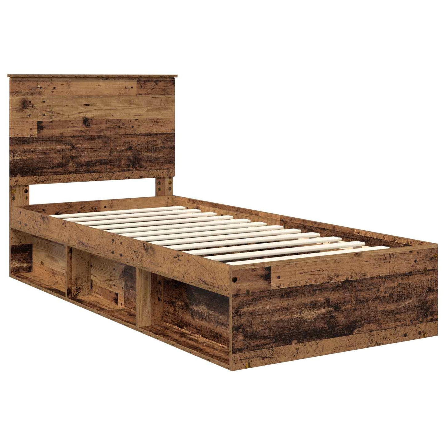Bed Frame with Headboard Old Wood 90 x 190 cm Solid Pine Wood