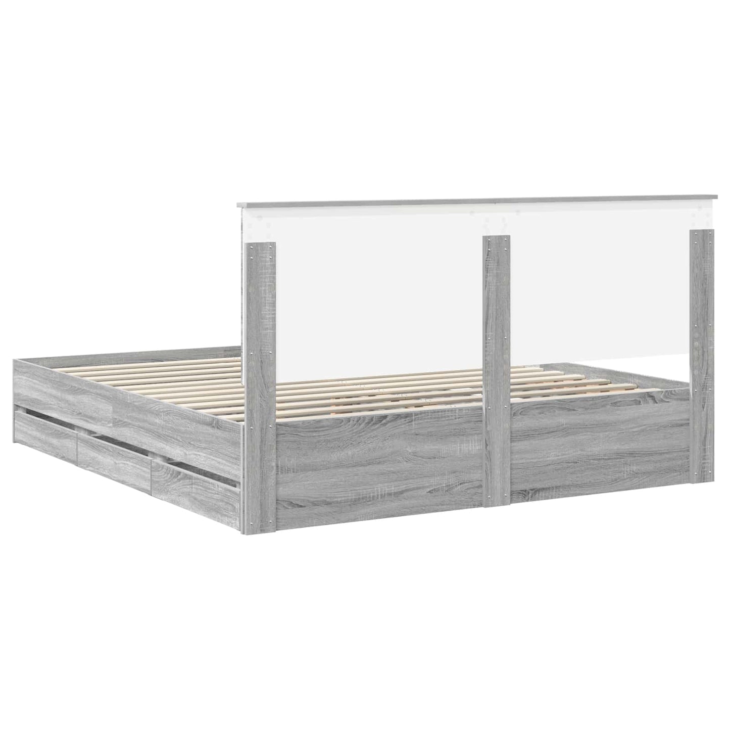 Bed Frame with Drawer Grey Sonoma 180 x 200 cm Engineer Wood