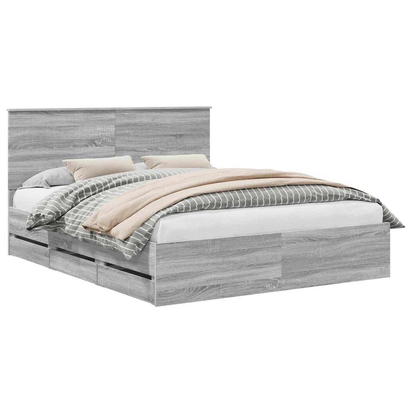 Bed Frame with Drawer Grey Sonoma 160 x 200 cm Engineer Wood