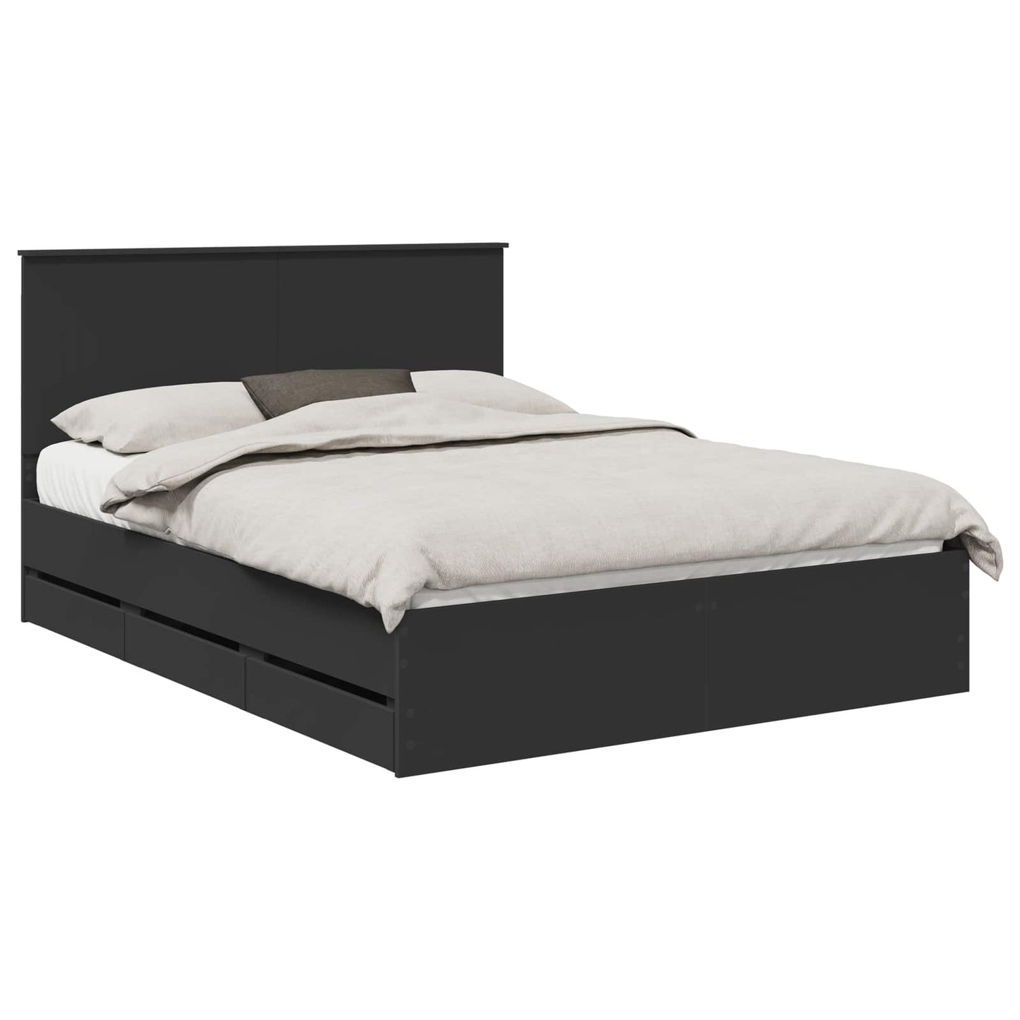 Bed Frame with Drawer Black 150 x 200 cm Engineer Wood