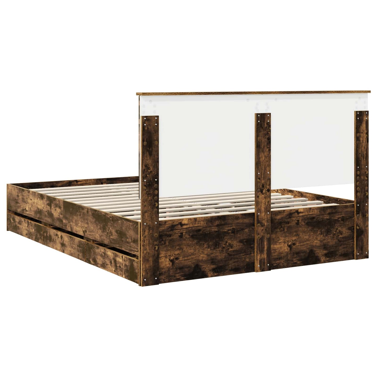 Bed Frame with Drawer Smoked Oak 150 x 200 cm Engineer Wood