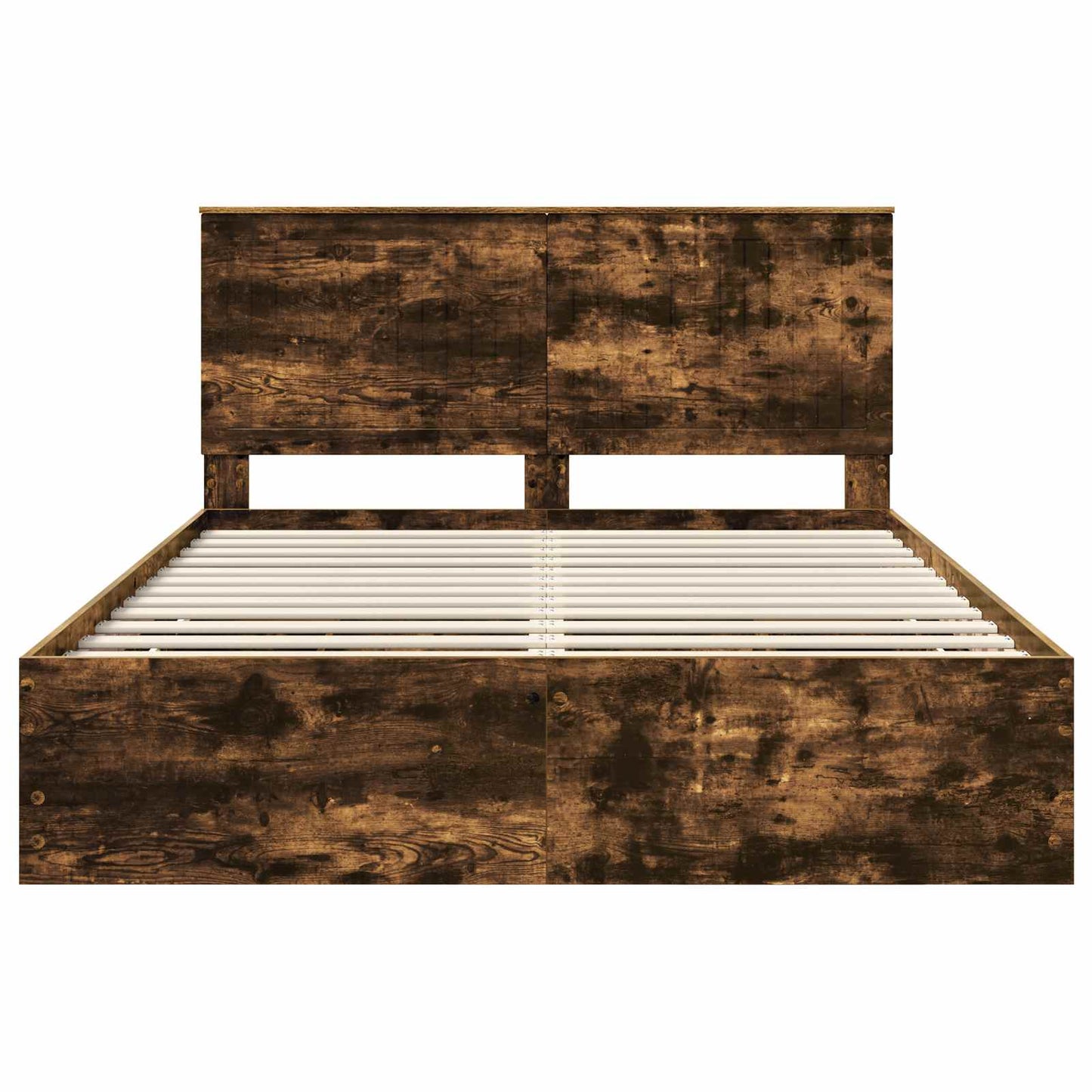 Bed Frame with Drawer Smoked Oak 150 x 200 cm Engineer Wood