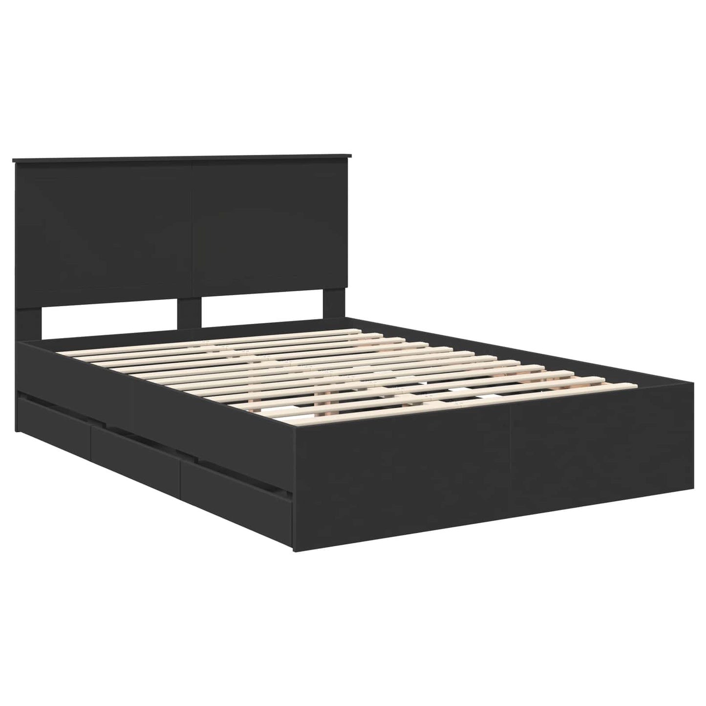 Bed Frame with Drawer Black 140 x 200 cm Engineer Wood