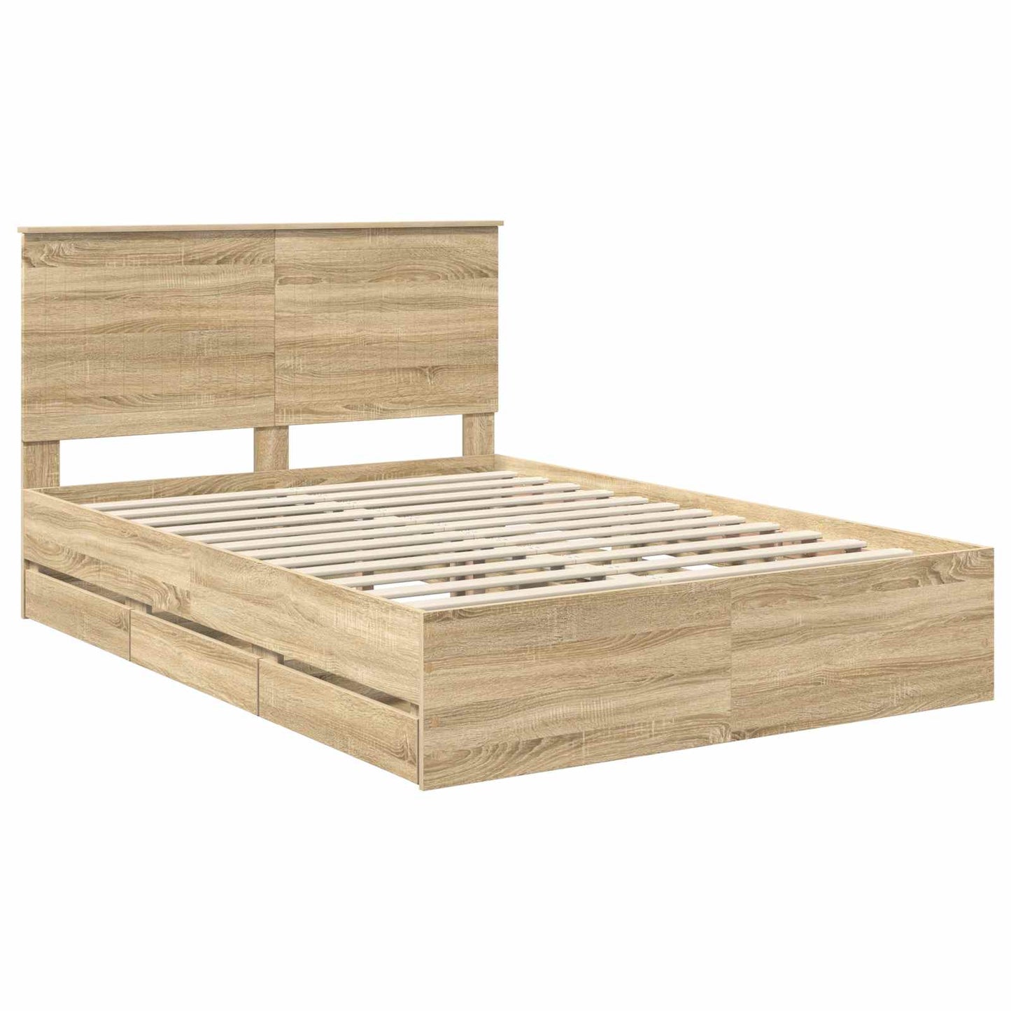Bed Frame with Drawer Sonoma Oak 140 x 200 cm Engineer Wood