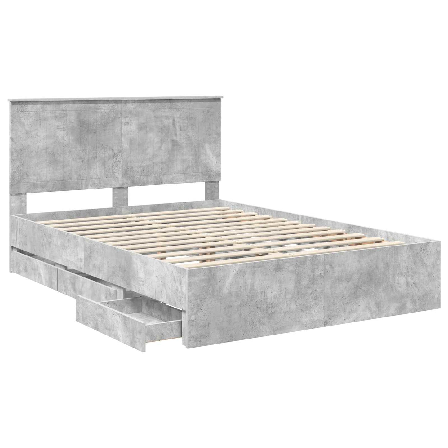 Bed Frame with Drawer Concrete Grey 140 x 200 cm Engineer Wood