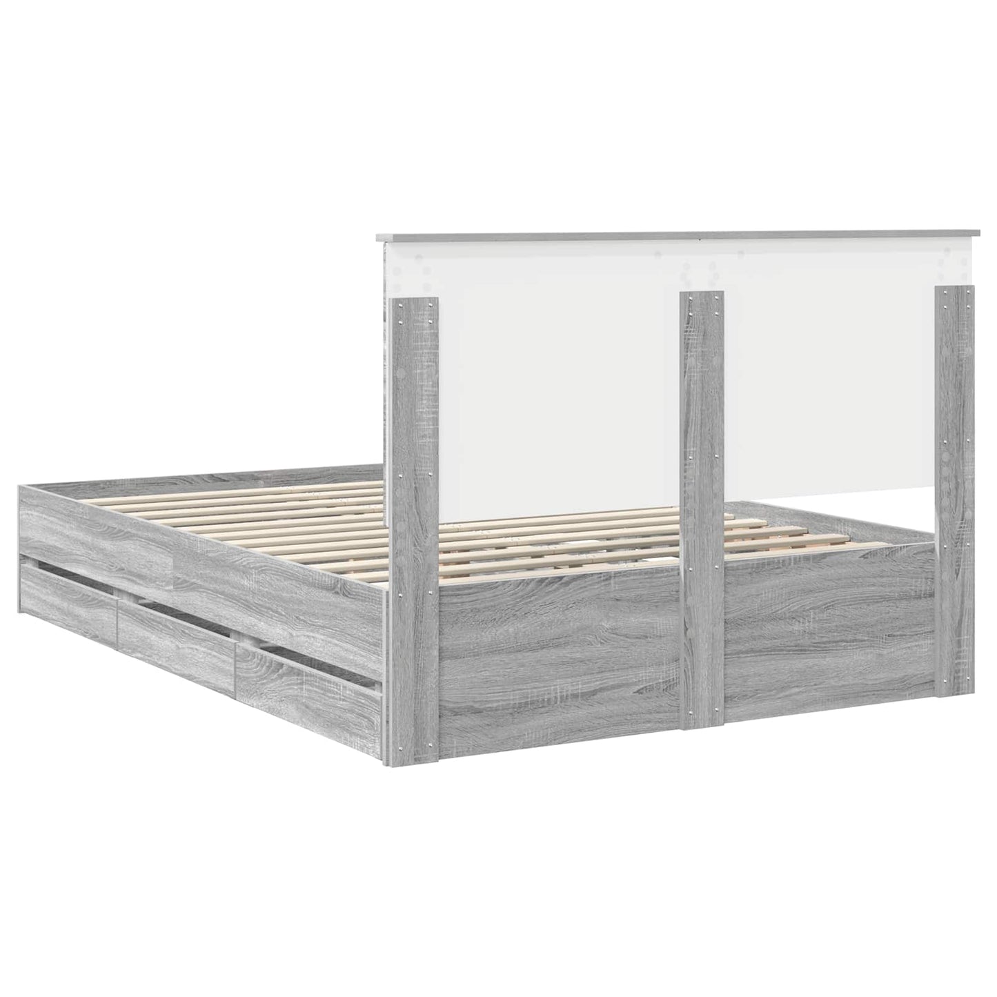 Bed Frame with Drawer Grey Sonoma 140 x 200 cm Engineer Wood