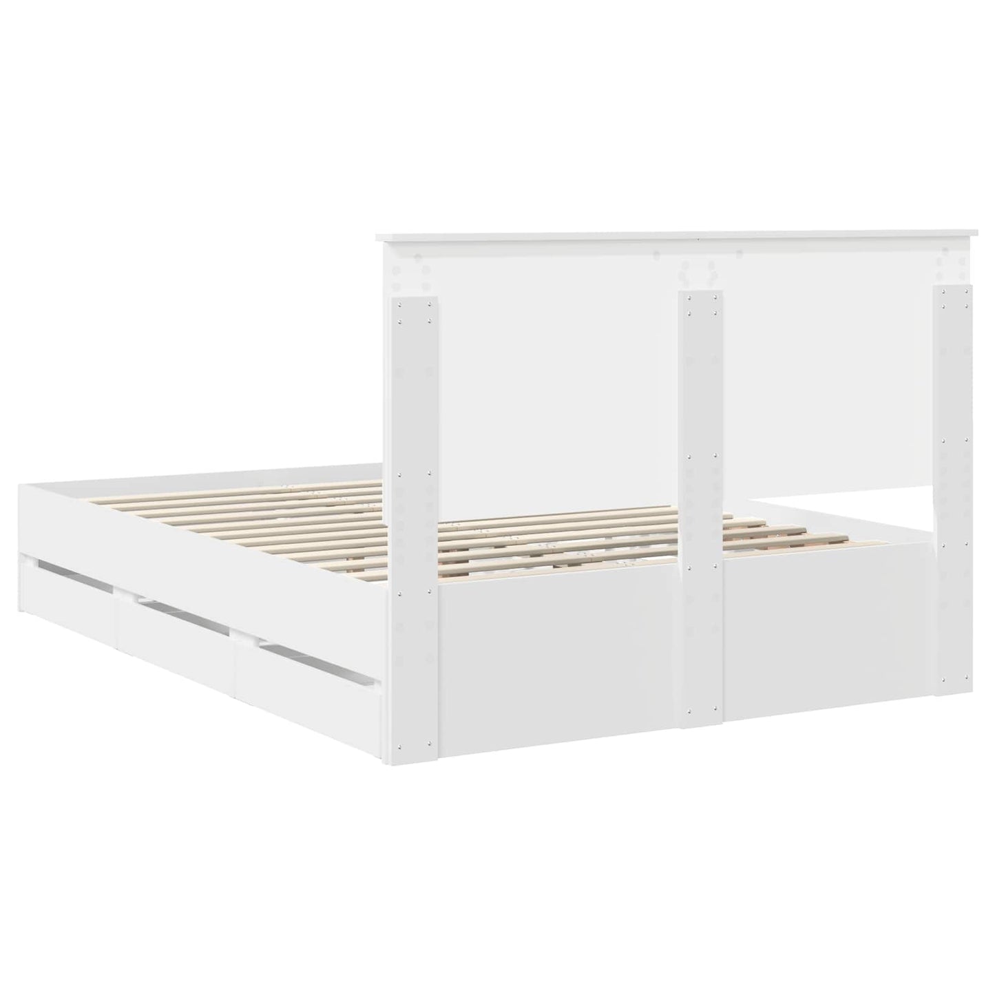 Bed Frame with Drawer White 140 x 190 cm Engineer Wood