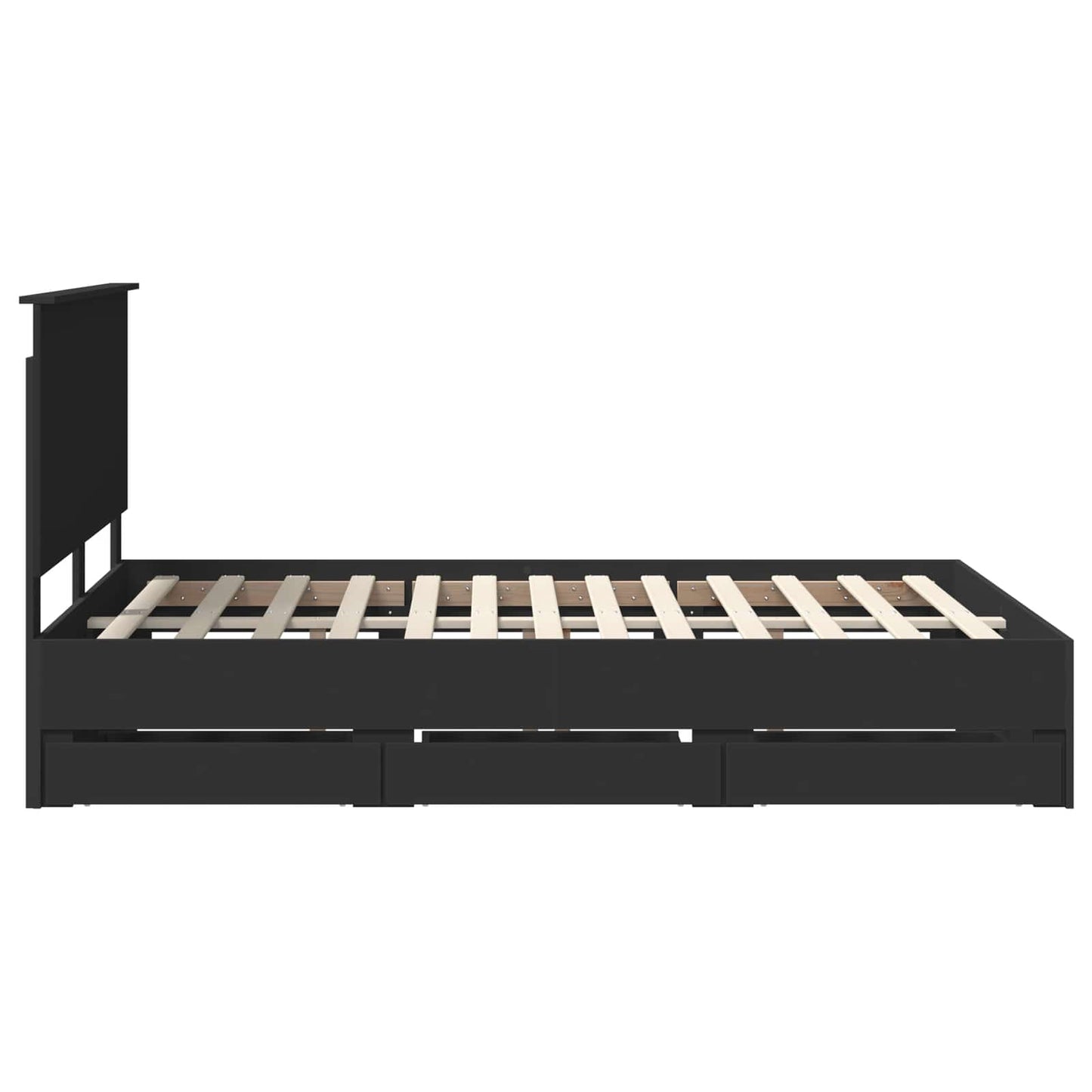 Bed Frame with Drawer Black 140 x 190 cm Engineer Wood
