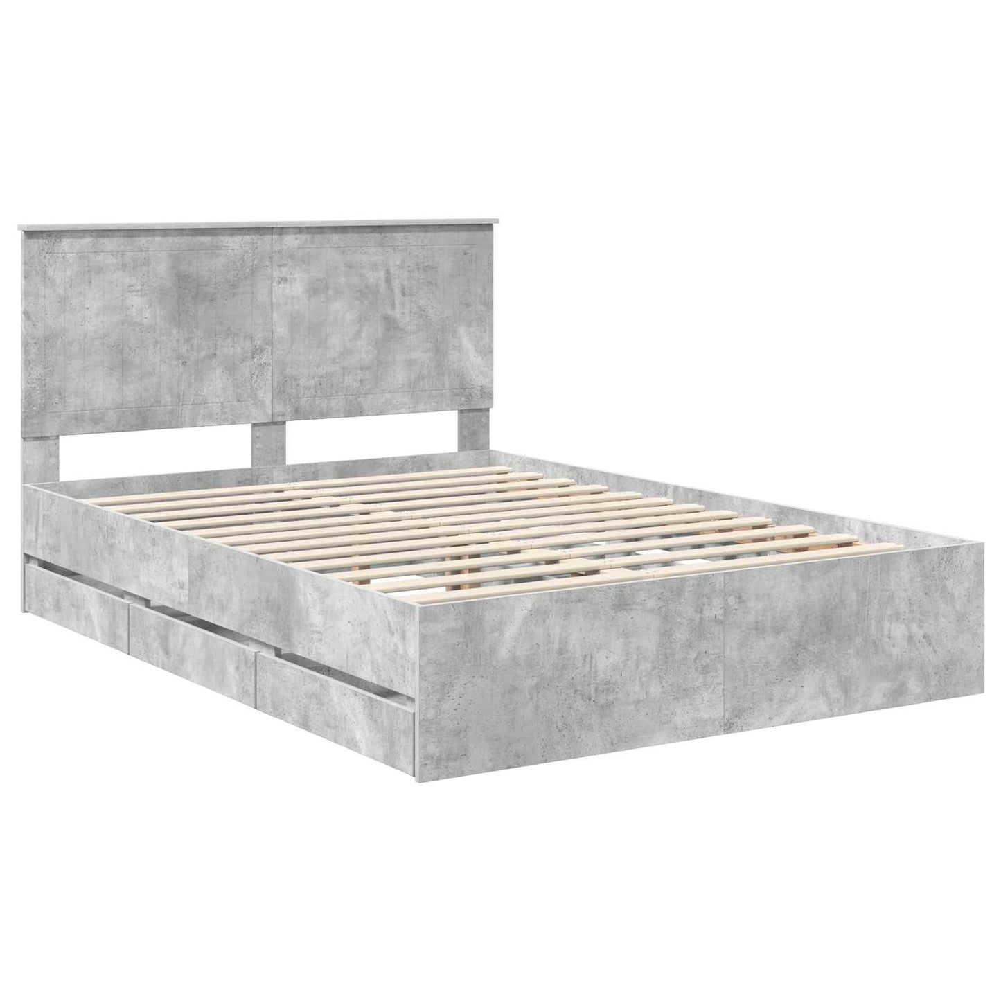 Bed Frame with Drawer Concrete Grey 140 x 190 cm Engineer Wood