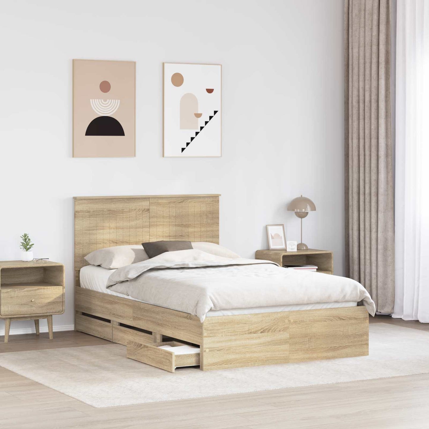 Bed Frame with Drawer Sonoma Oak 120 x 200 cm Engineer Wood