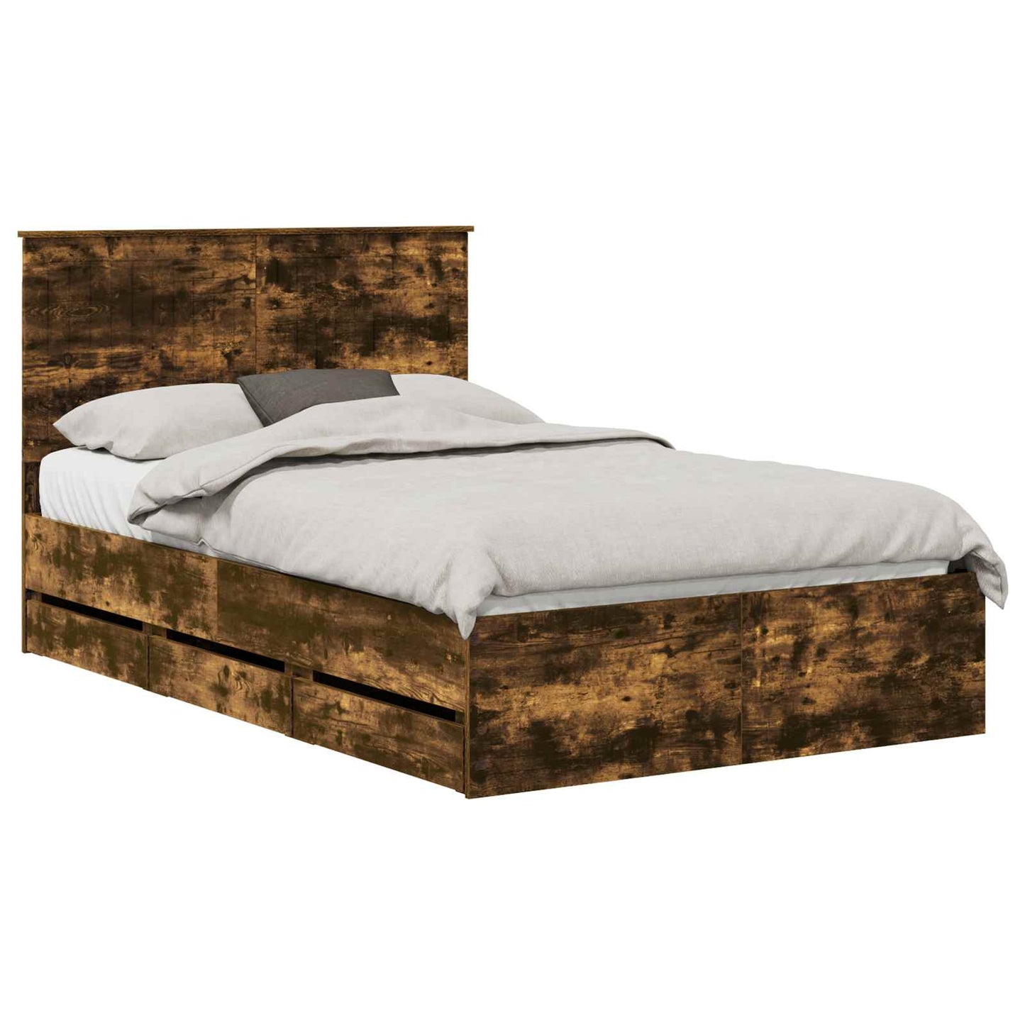 Bed Frame with Drawer Smoked Oak 120 x 200 cm Engineer Wood