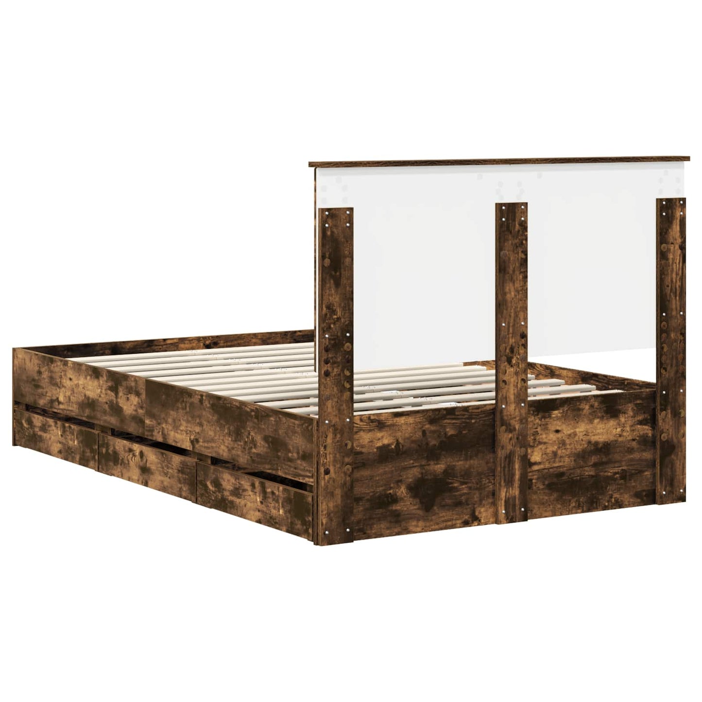 Bed Frame with Drawer Smoked Oak 120 x 190 cm Engineer Wood