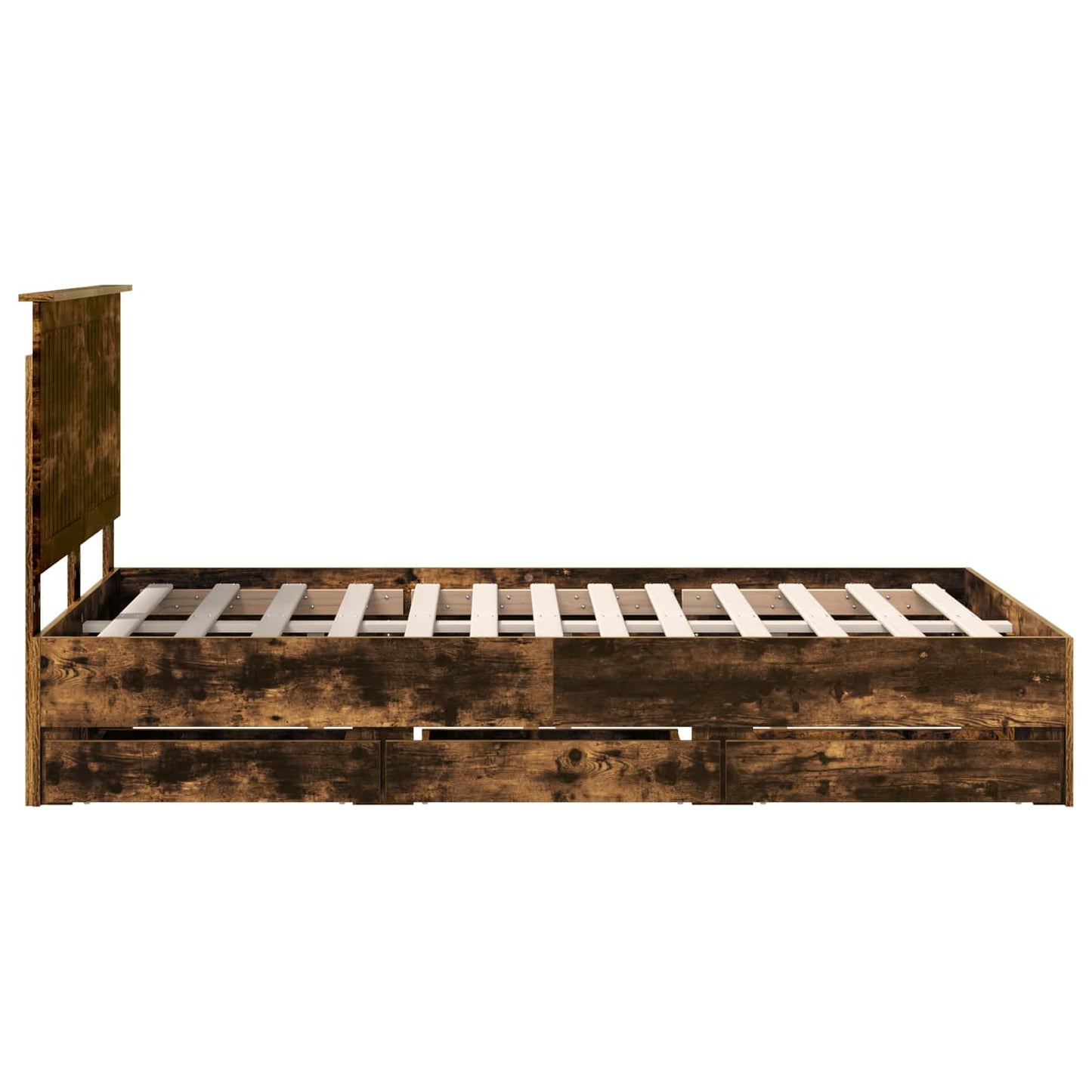 Bed Frame with Drawer Smoked Oak 120 x 190 cm Engineer Wood
