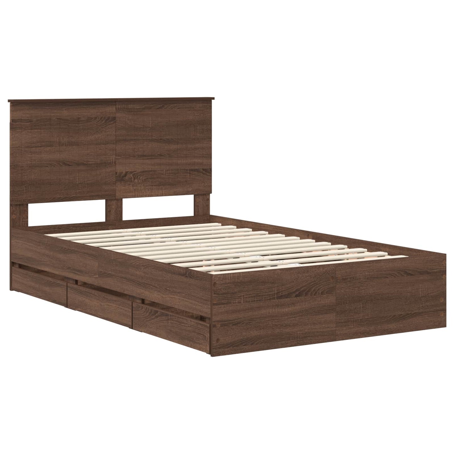 Bed Frame with Drawer Brown Oak 120 x 190 cm Engineer Wood