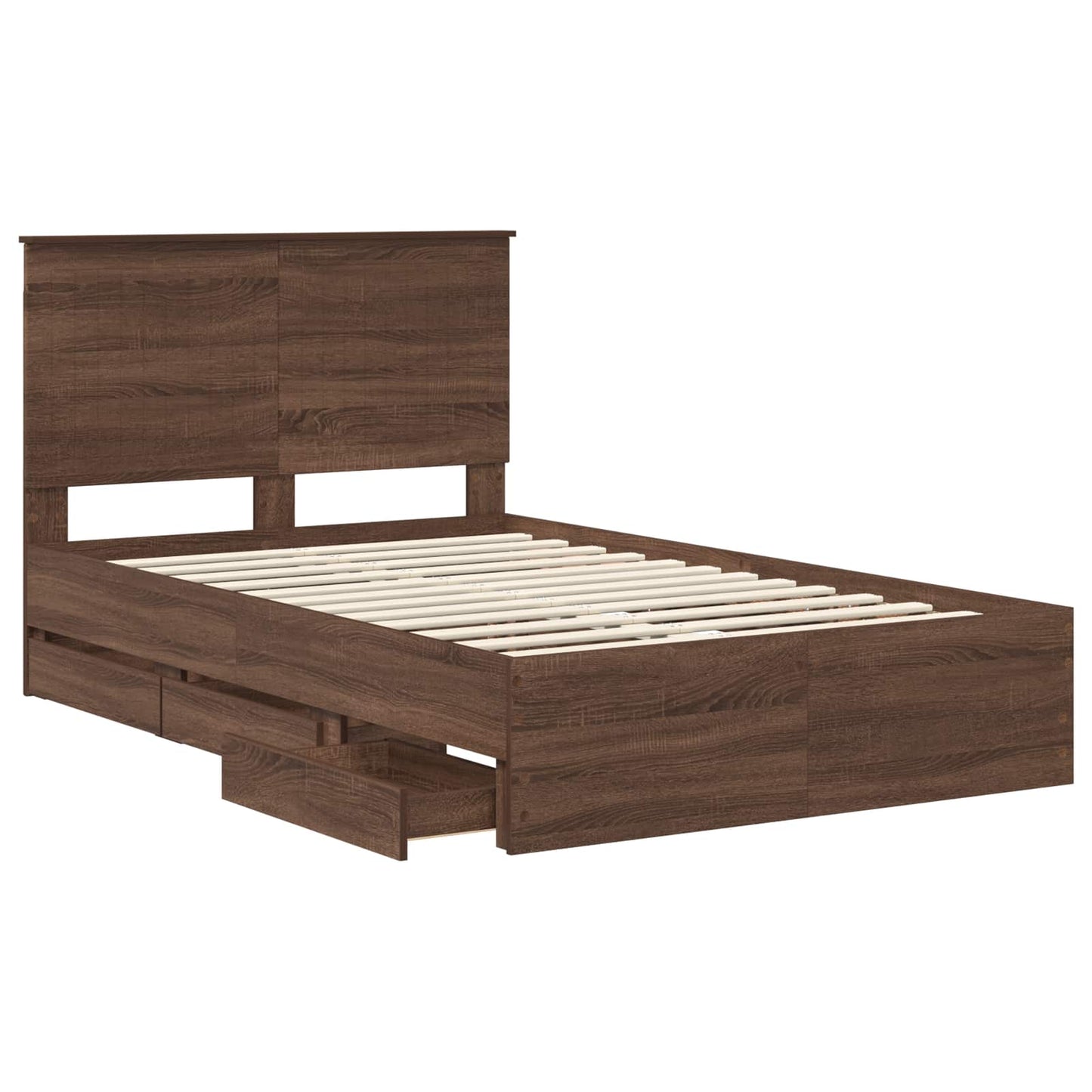 Bed Frame with Drawer Brown Oak 120 x 190 cm Engineer Wood