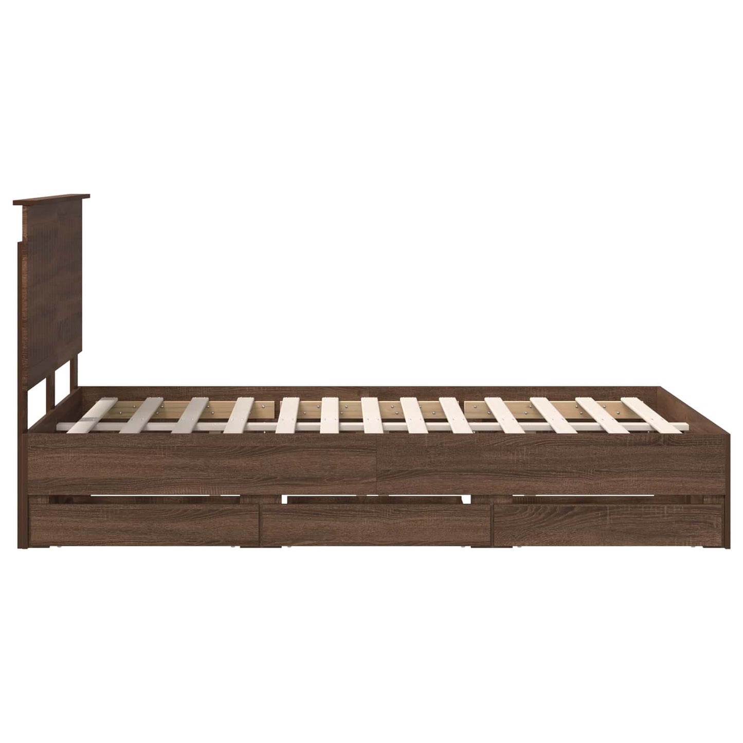 Bed Frame with Drawer Brown Oak 120 x 190 cm Engineer Wood