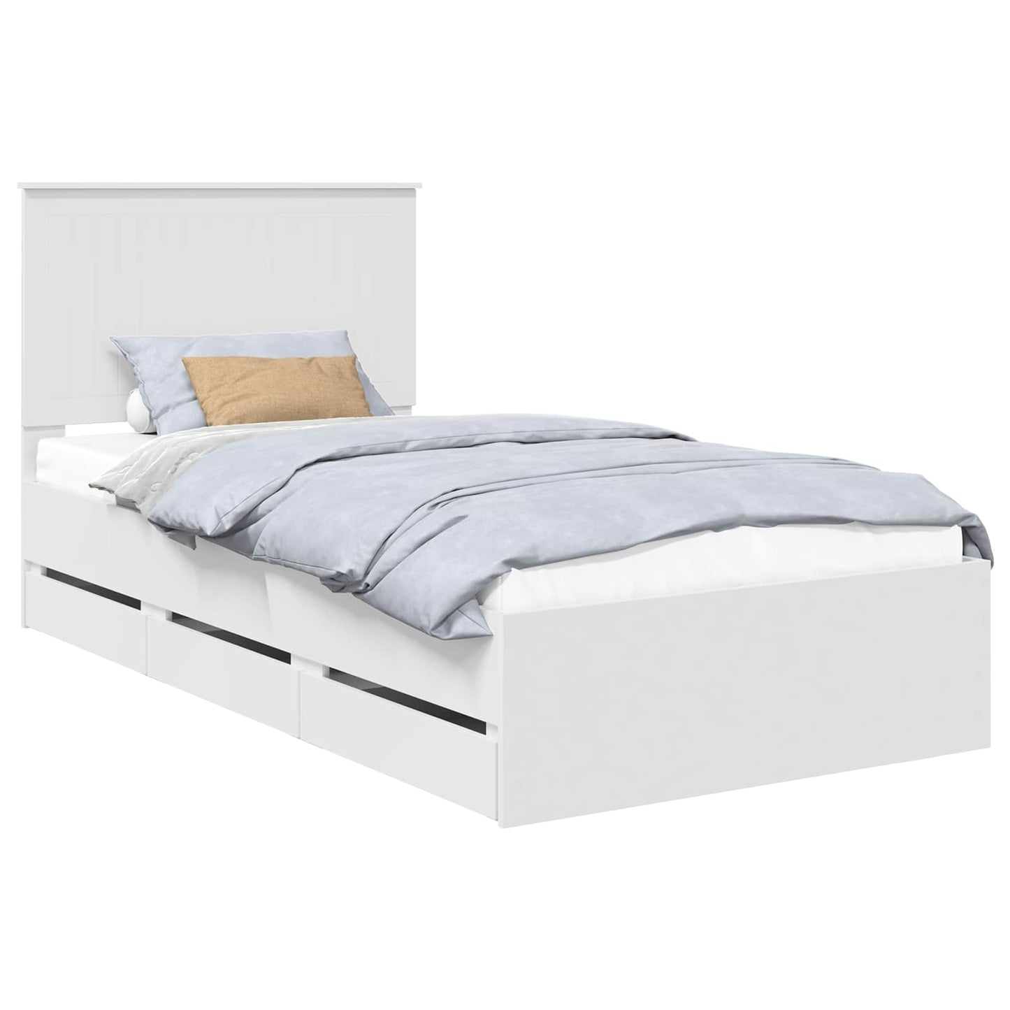 Bed Frame with Drawer White 100 x 200 cm Engineer Wood