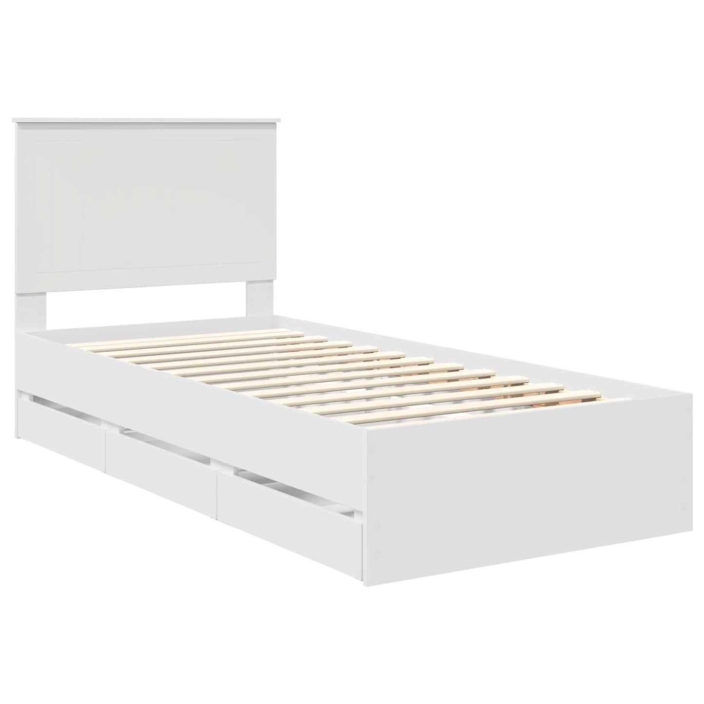 Bed Frame with Drawer White 90 x 200 cm Engineer Wood