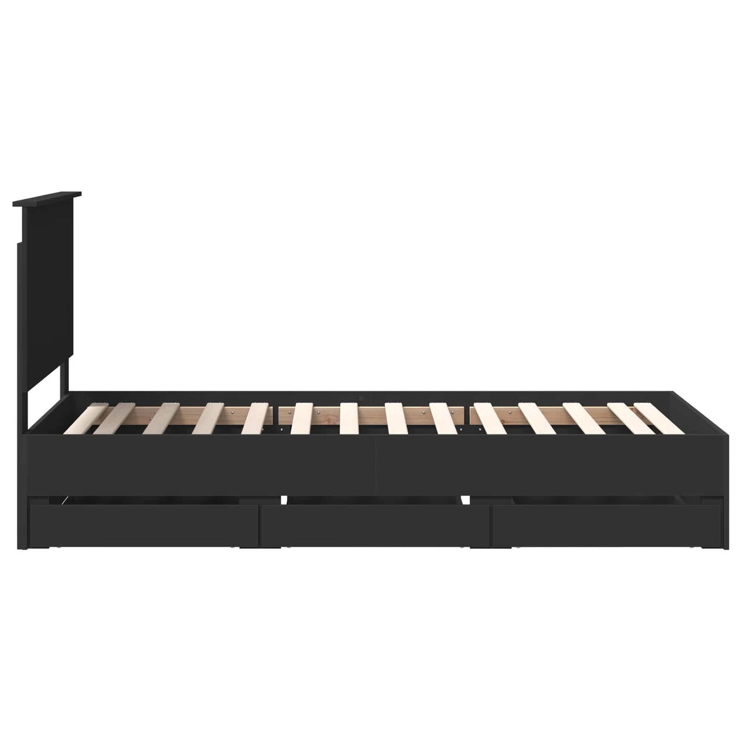 Bed Frame with Drawer Black 90 x 200 cm Engineer Wood