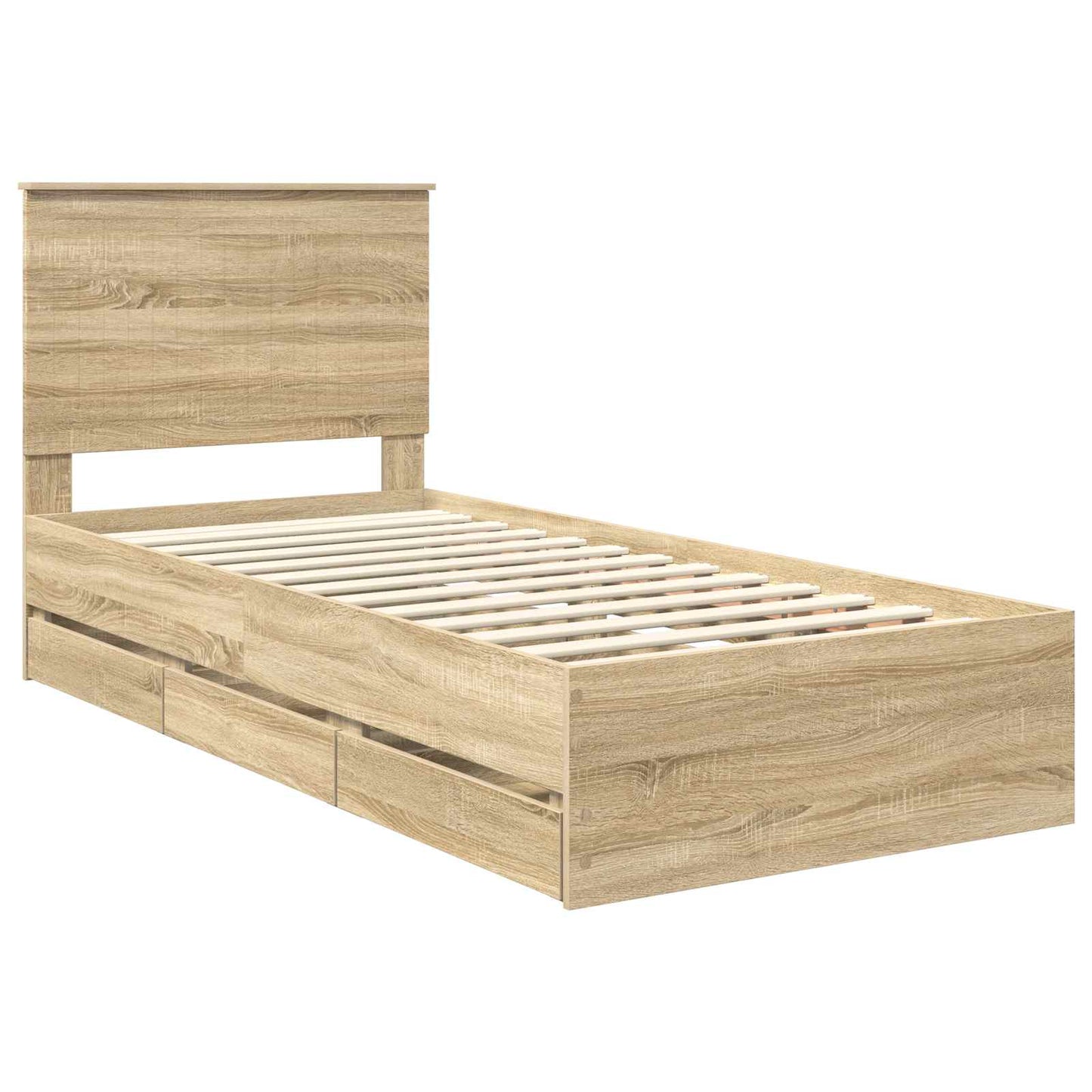Bed Frame with Drawer Sonoma Oak 90 x 200 cm Engineer Wood