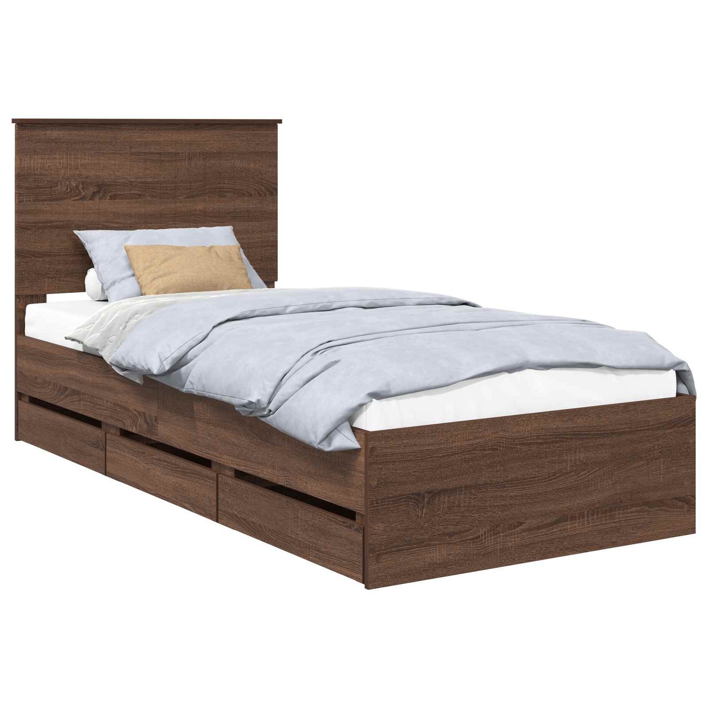 Bed Frame with Drawer Brown Oak 90 x 200 cm Engineer Wood