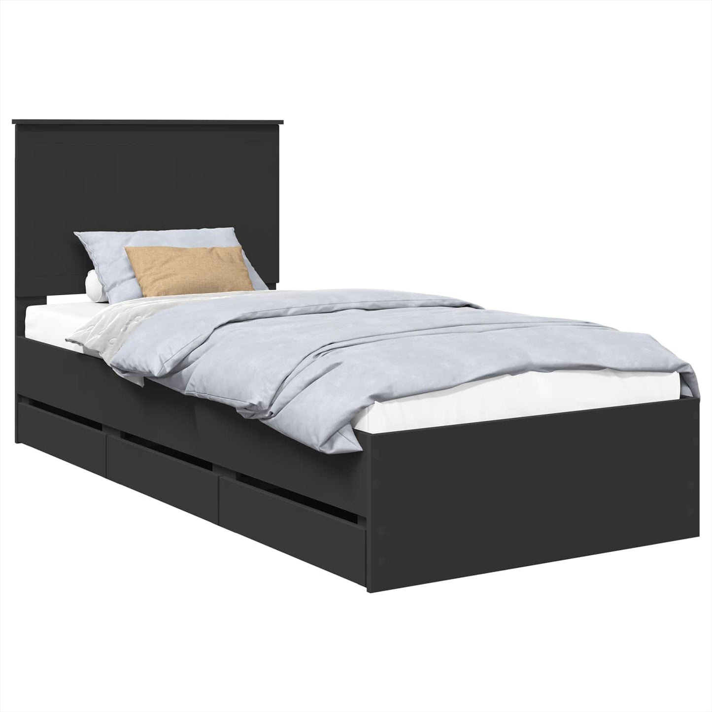 Bed Frame with Drawer Black 90 x 190 cm Engineer Wood