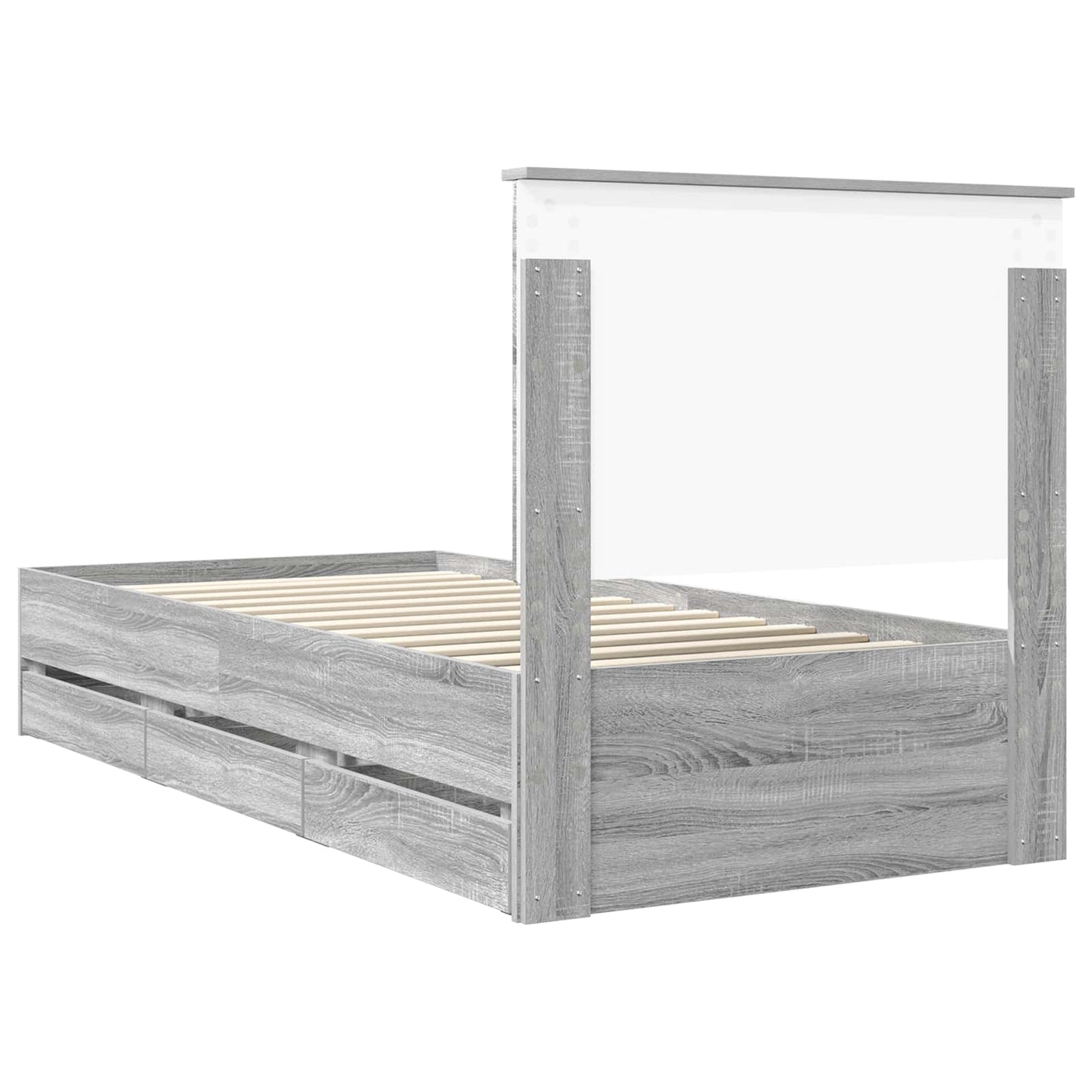 Bed Frame with Drawer Grey Sonoma 90 x 190 cm Engineer Wood
