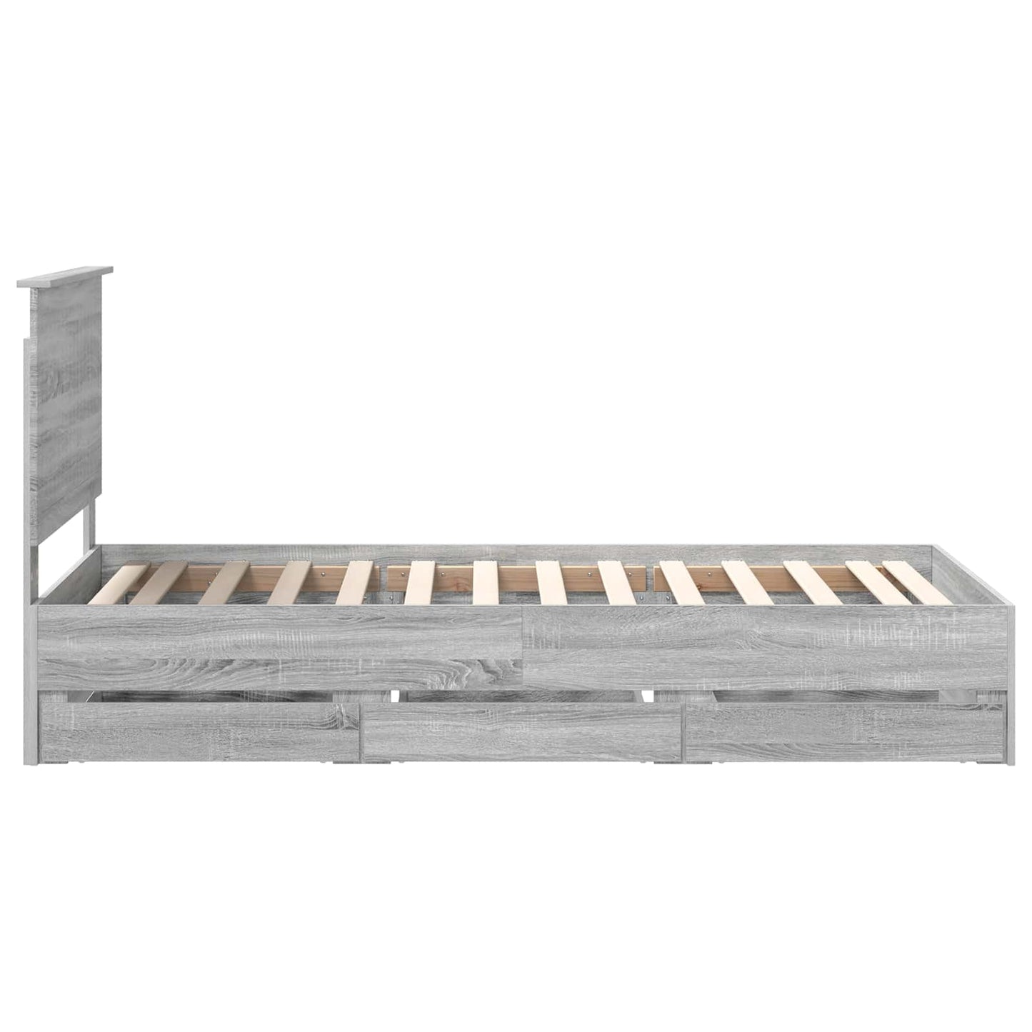 Bed Frame with Drawer Grey Sonoma 90 x 190 cm Engineer Wood