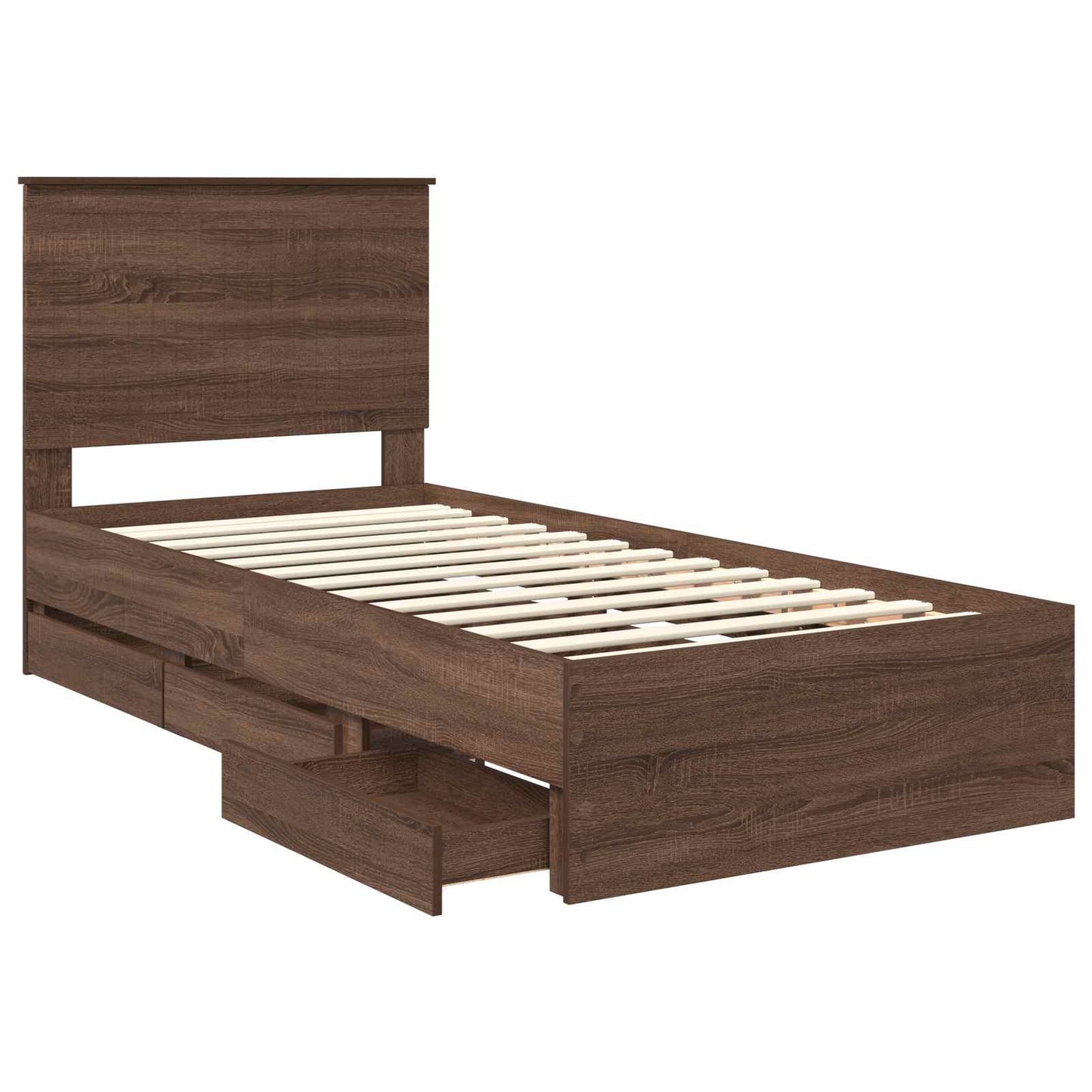 Bed Frame with Drawer Brown Oak 90 x 190 cm Engineer Wood