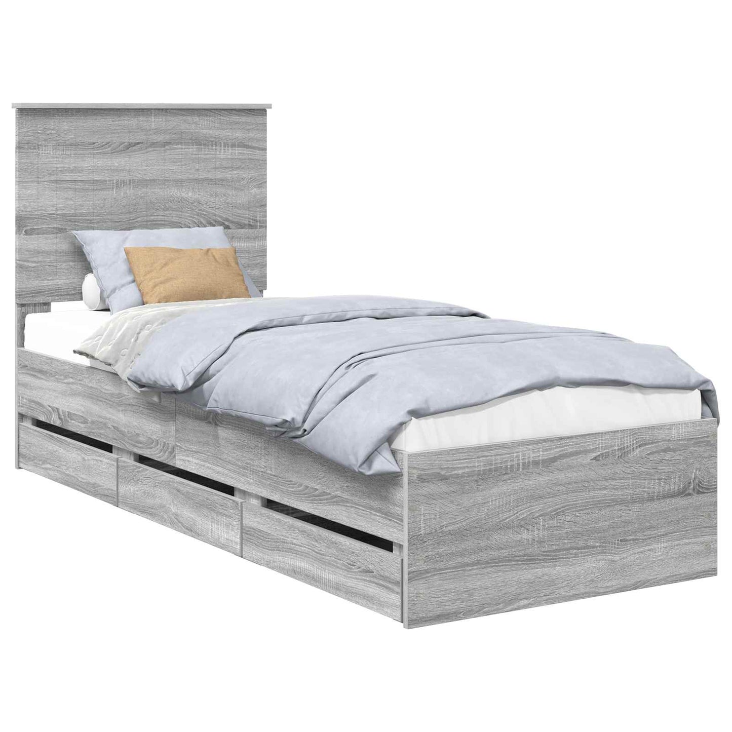 Bed Frame with Drawer Grey Sonoma 75 x 190 cm Engineer Wood