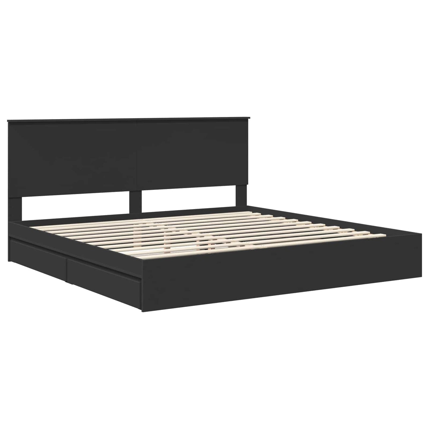 Storage Bed with Headboard Black 200 x 200 cm Engineered Wood