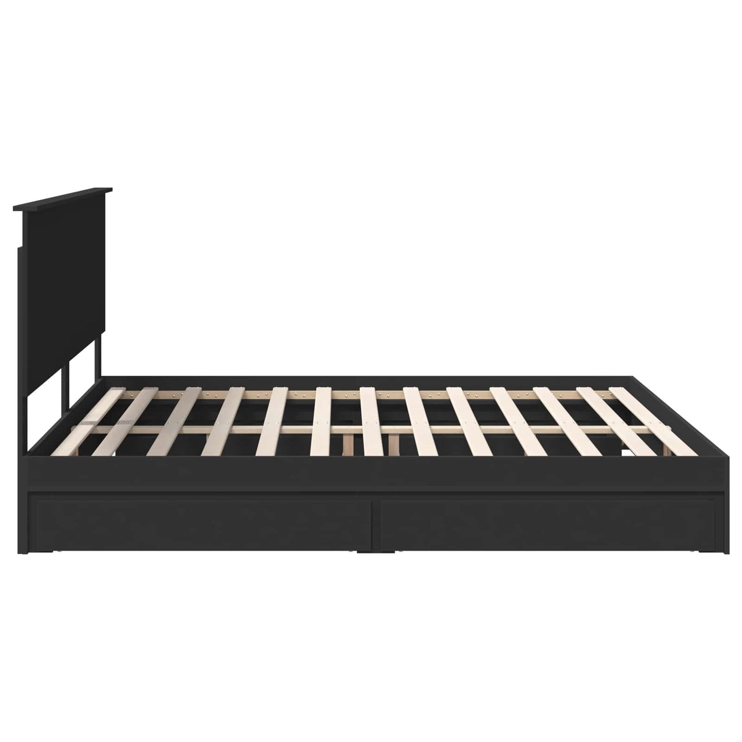 Storage Bed with Headboard Black 200 x 200 cm Engineered Wood