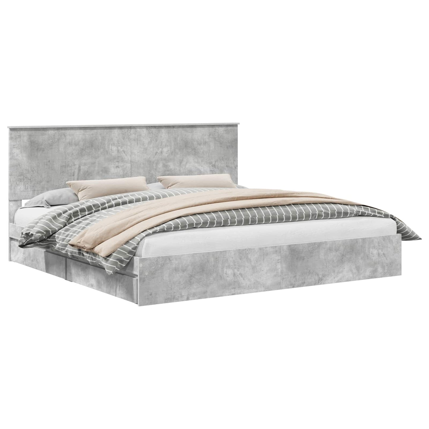 Storage Bed Concrete Grey 200 x 200 cm Engineered Wood