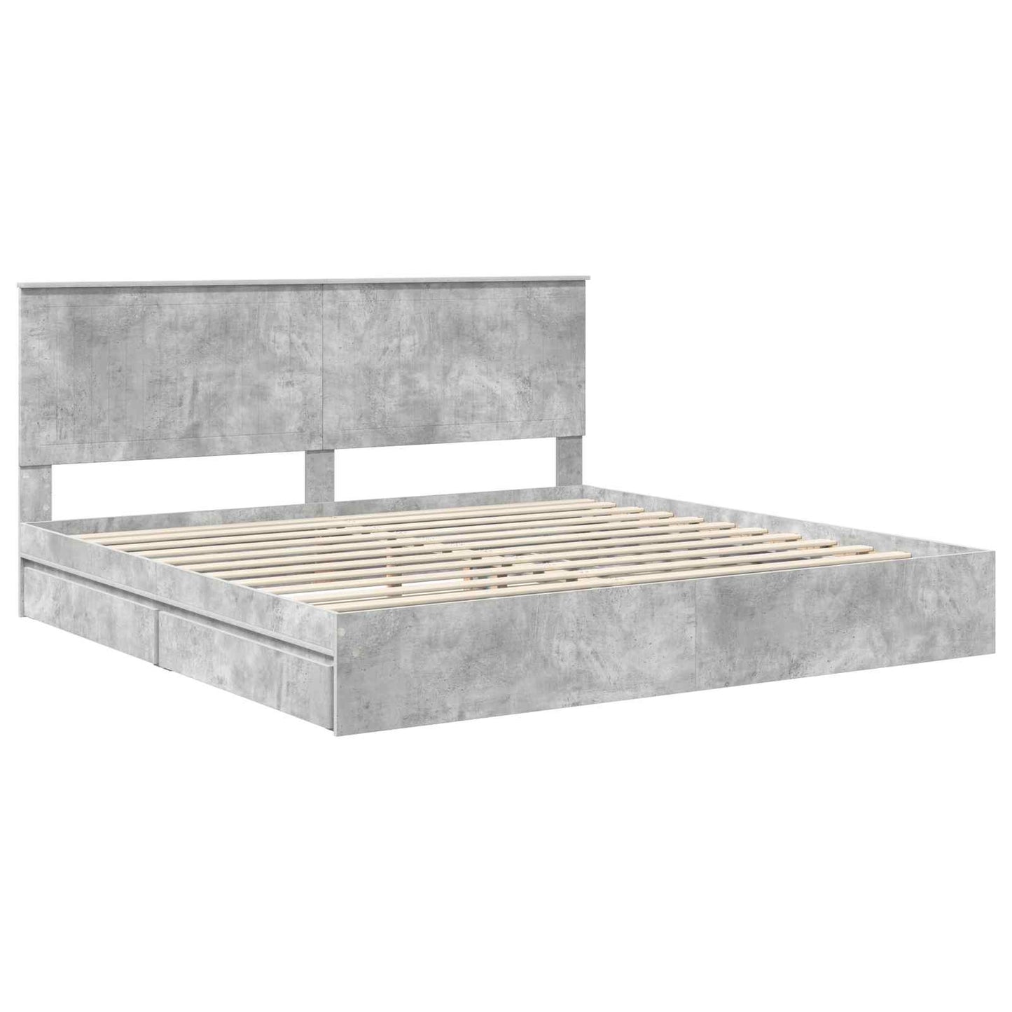 Storage Bed Concrete Grey 200 x 200 cm Engineered Wood