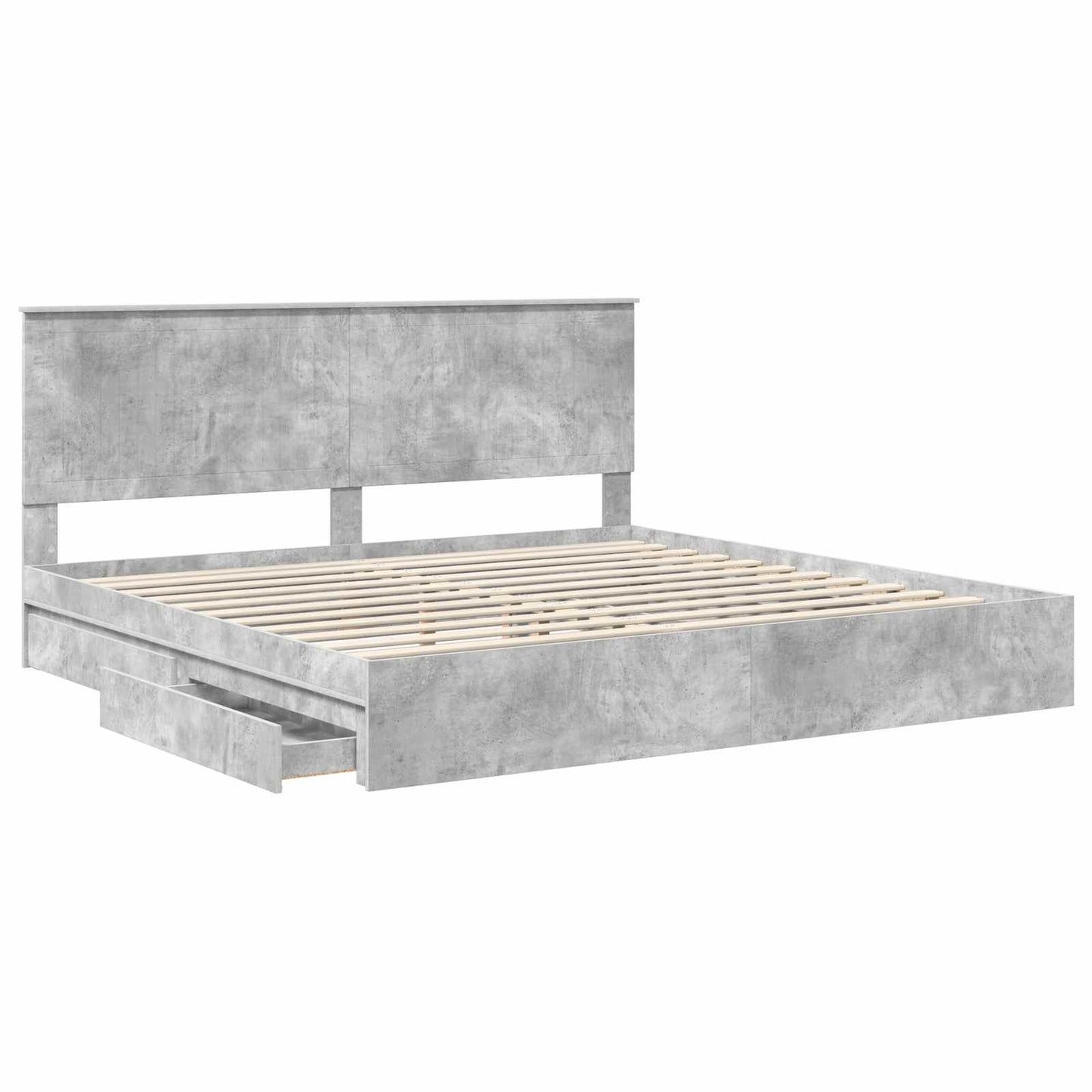 Storage Bed Concrete Grey 200 x 200 cm Engineered Wood