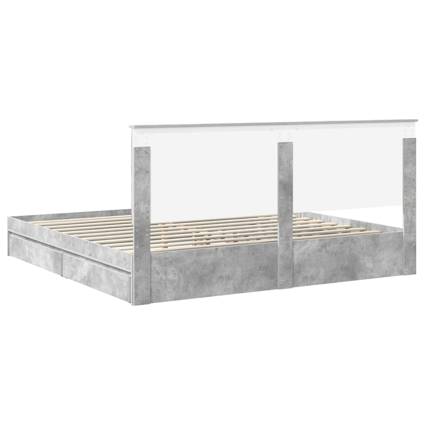 Storage Bed Concrete Grey 200 x 200 cm Engineered Wood