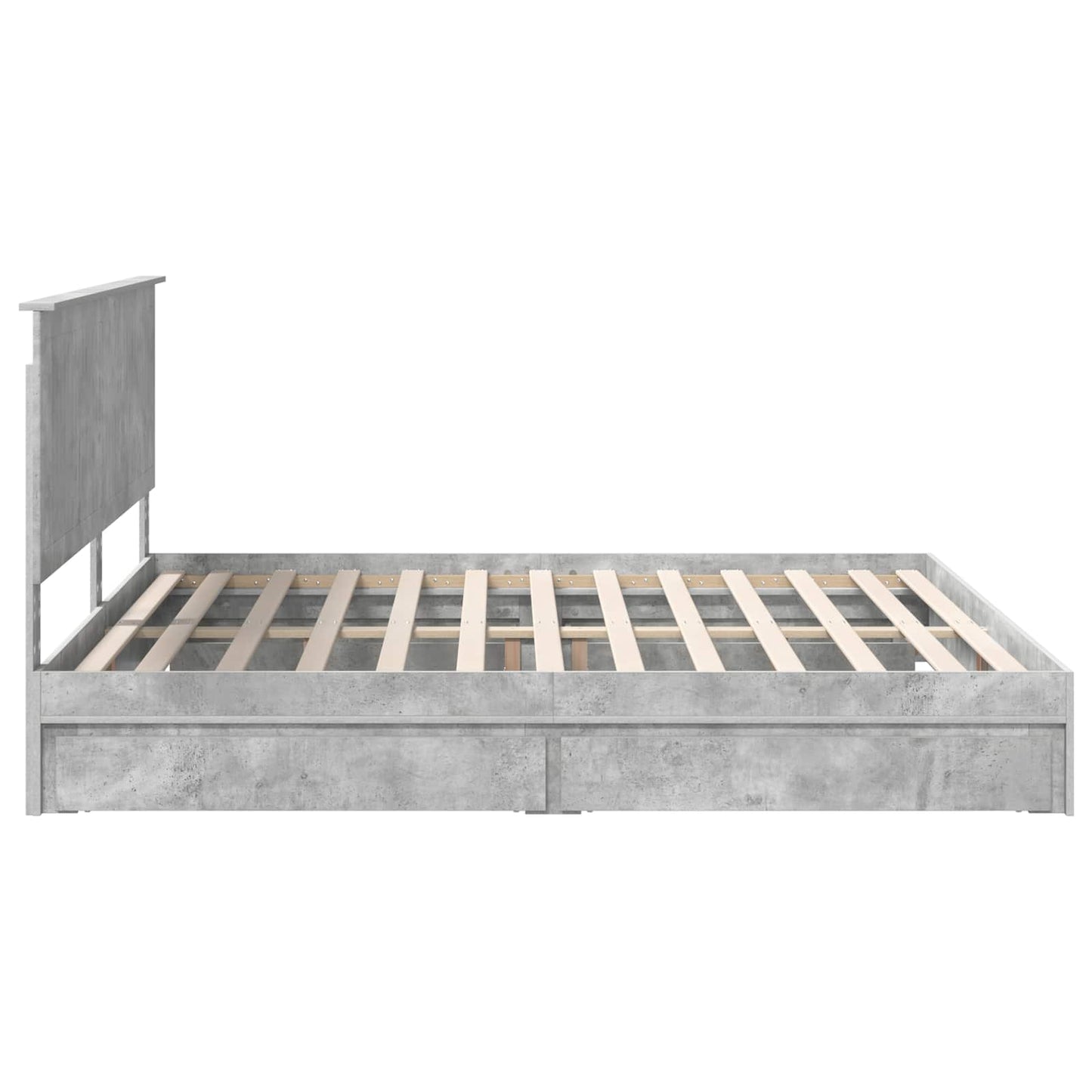 Storage Bed Concrete Grey 200 x 200 cm Engineered Wood