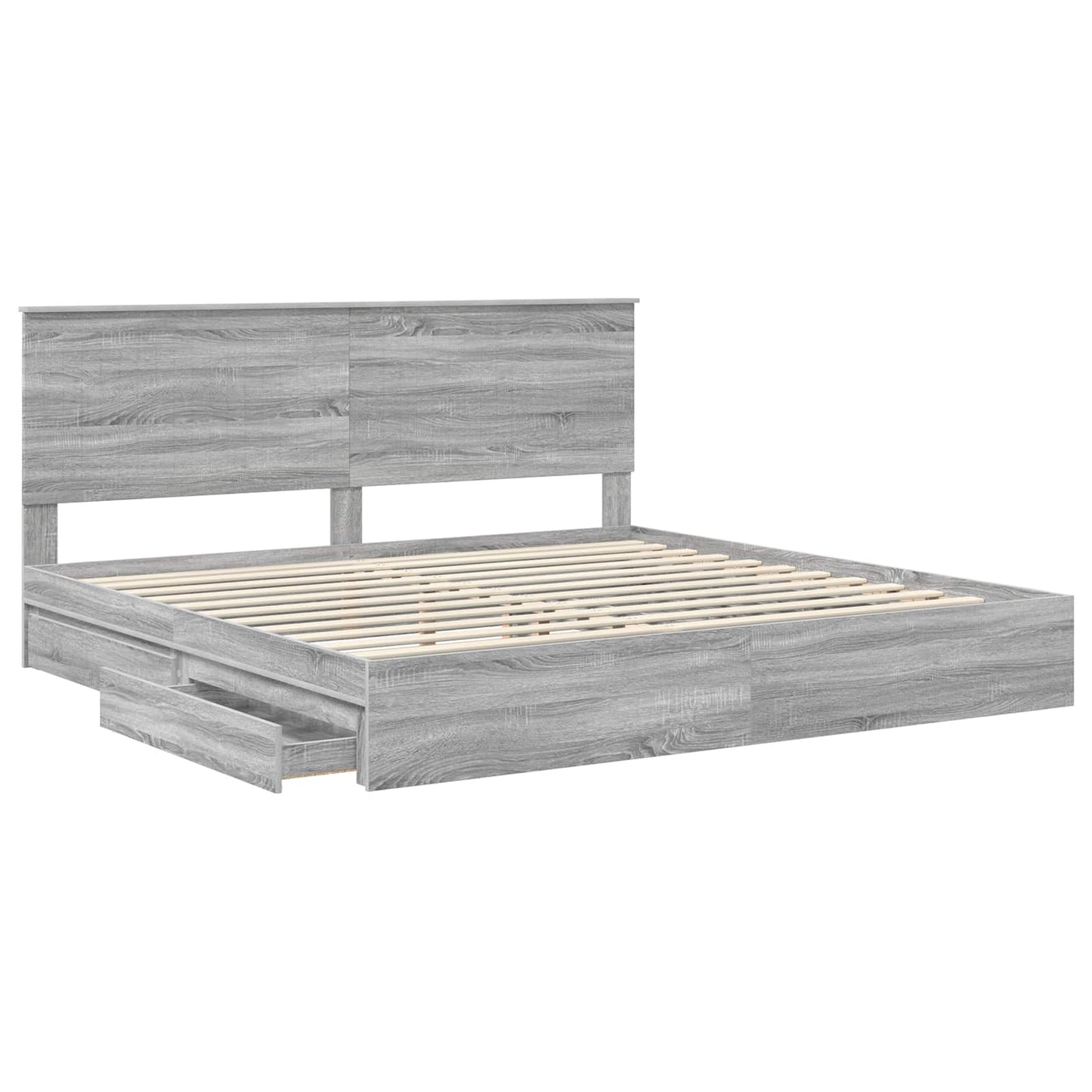 Storage Bed Grey Sonoma 200 x 200 cm Engineered Wood