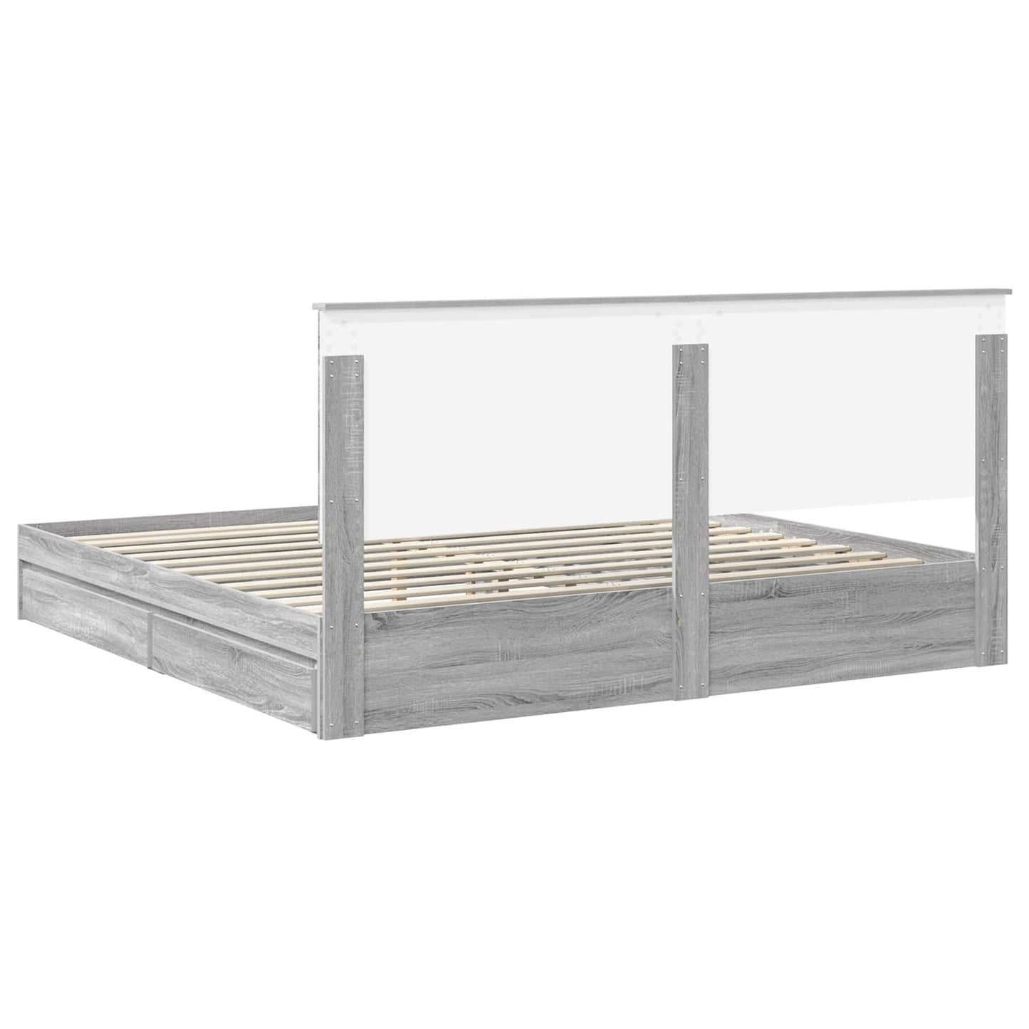 Storage Bed Grey Sonoma 200 x 200 cm Engineered Wood