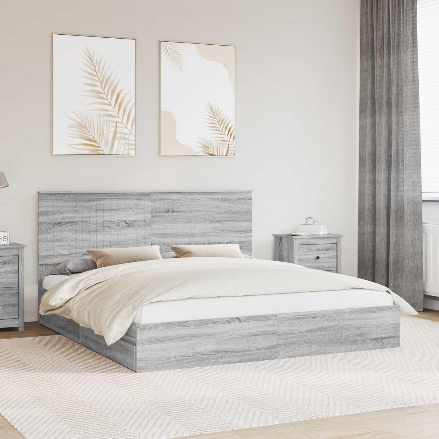 Storage Bed Grey Sonoma 180 x 200 cm Engineered Wood