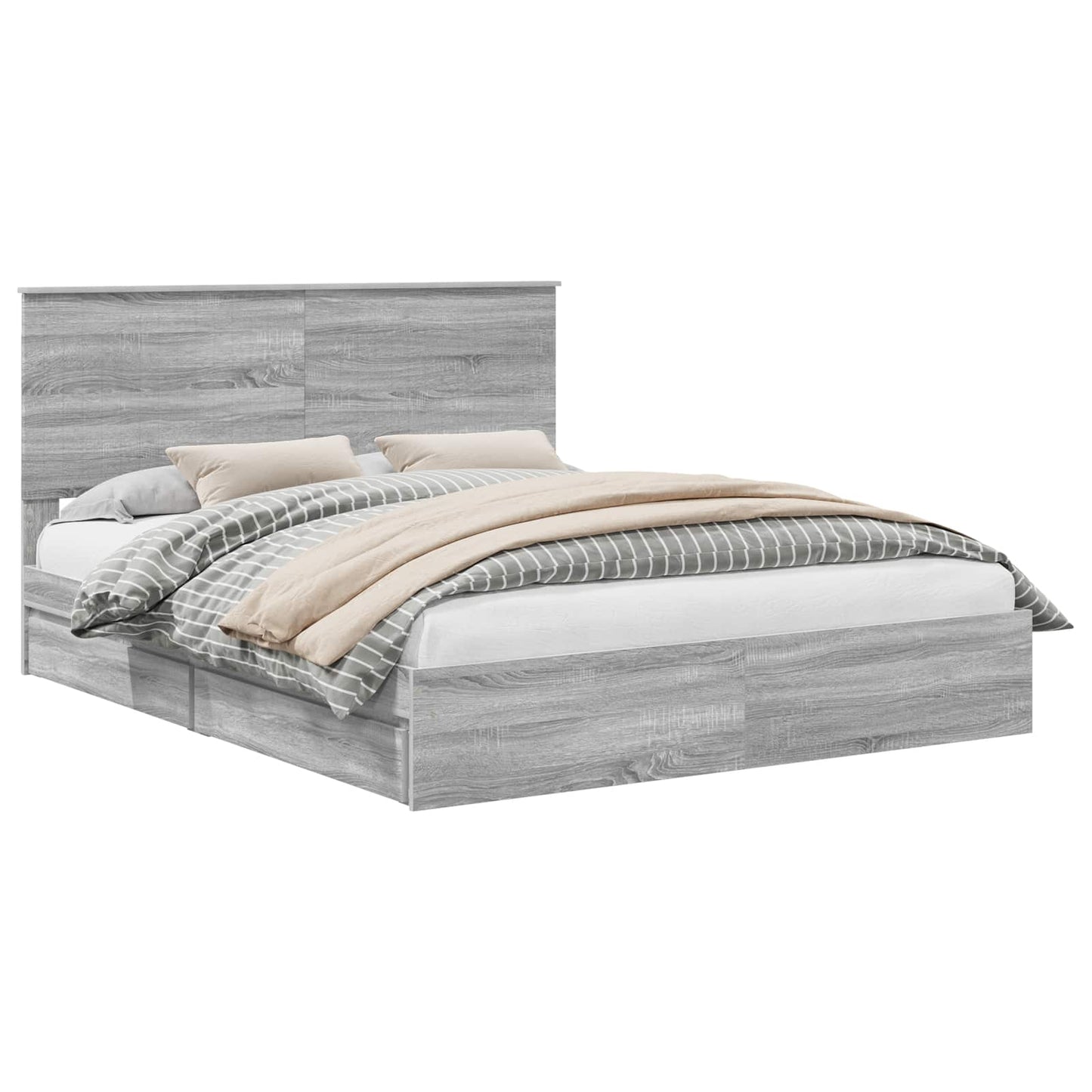 Storage Bed Grey Sonoma 160 x 200 cm Engineered Wood