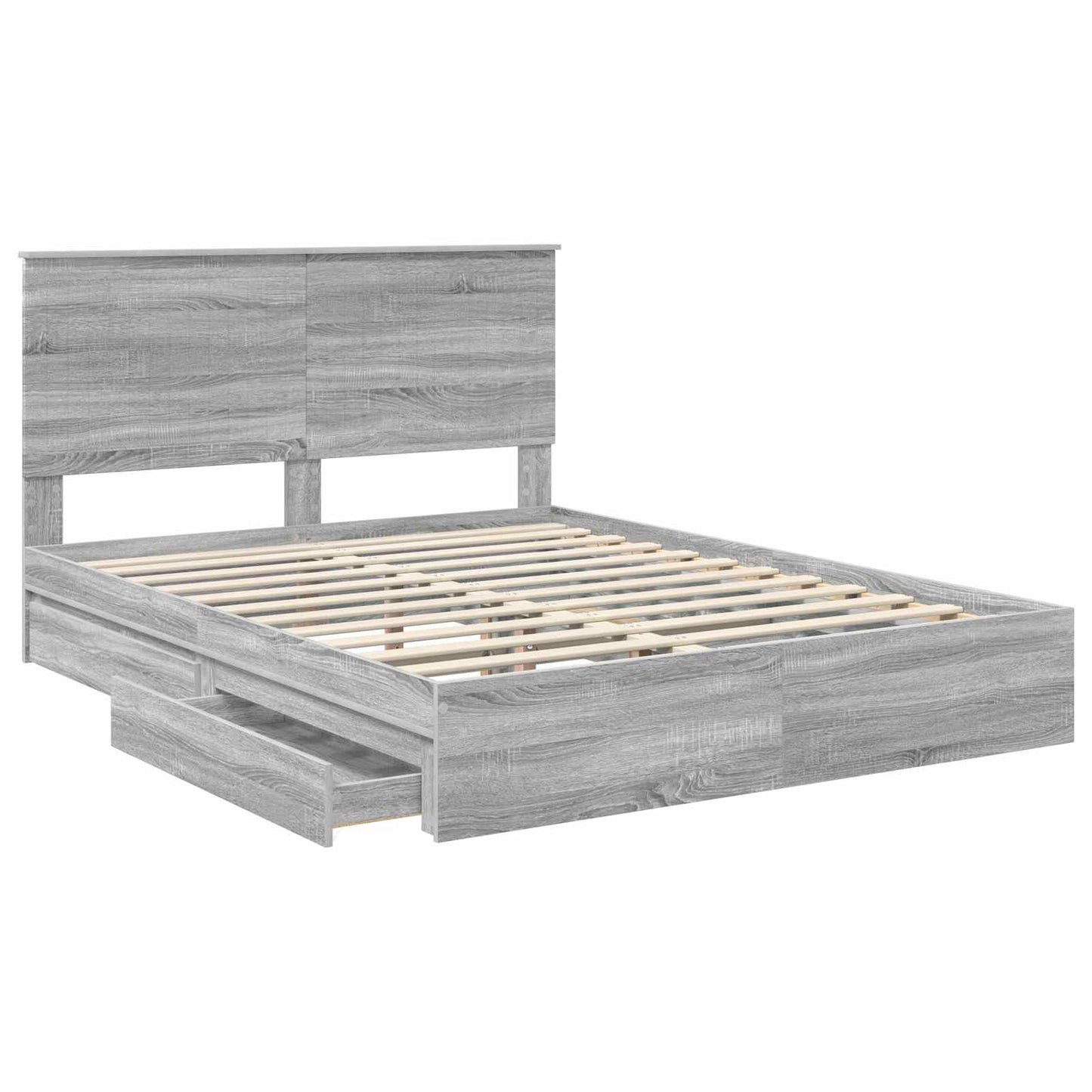 Storage Bed Grey Sonoma 150 x 200 cm Engineered Wood