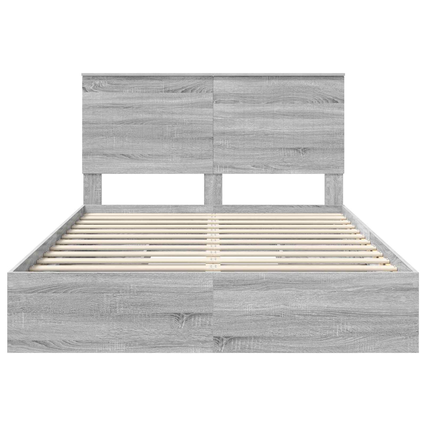 Storage Bed Grey Sonoma 140 x 200 cm Engineered Wood