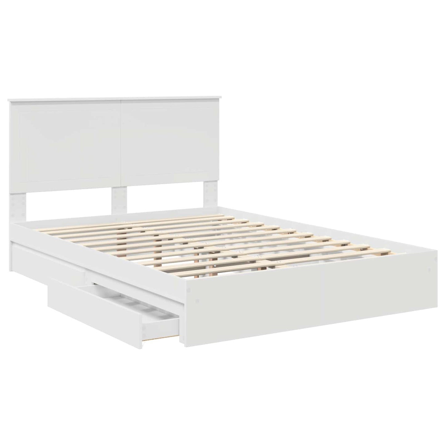 Storage Bed with Headboard White 140 x 190 cm Engineered Wood