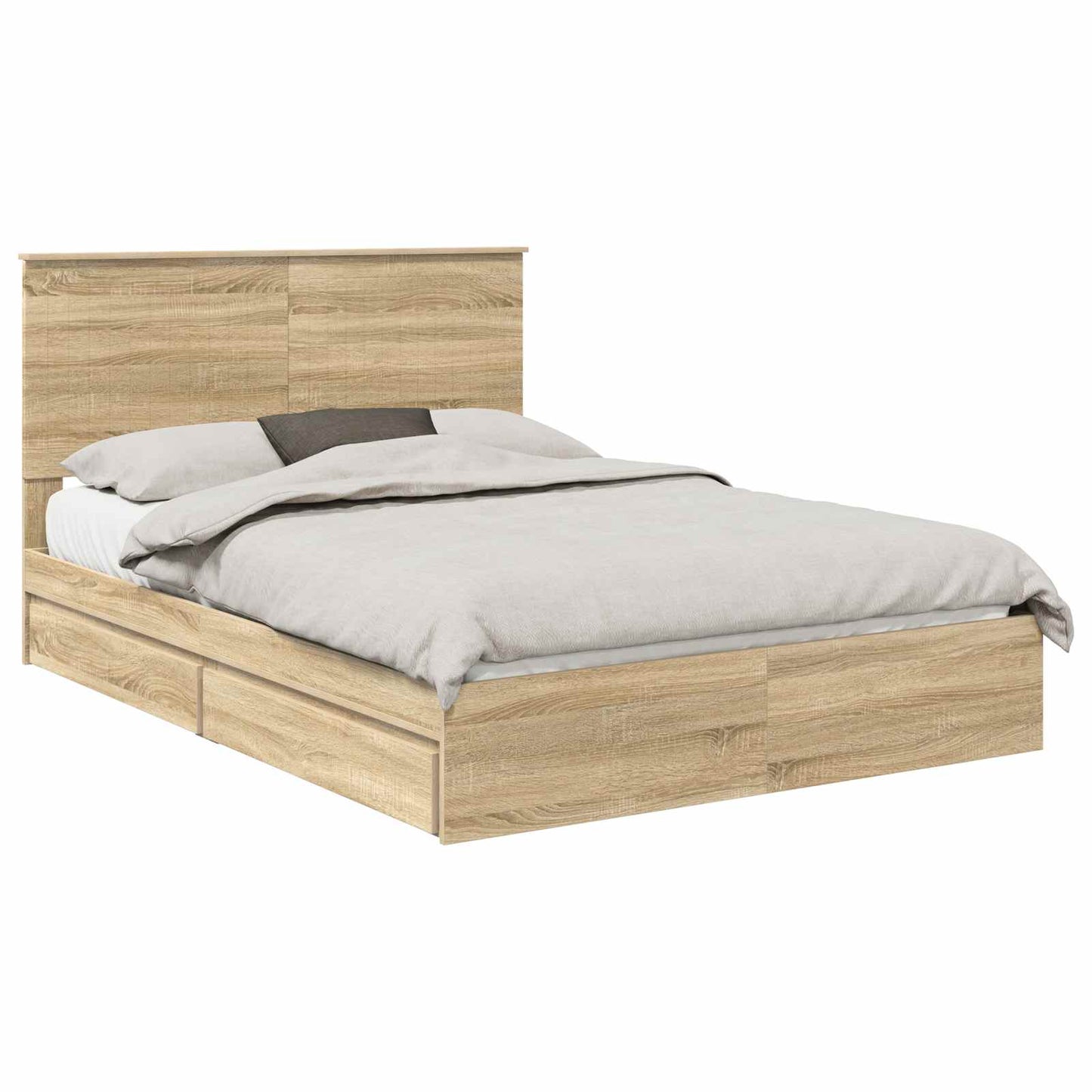 Storage Bed with Drawer Sonoma Oak 140 x 190 cm Engineered Wood